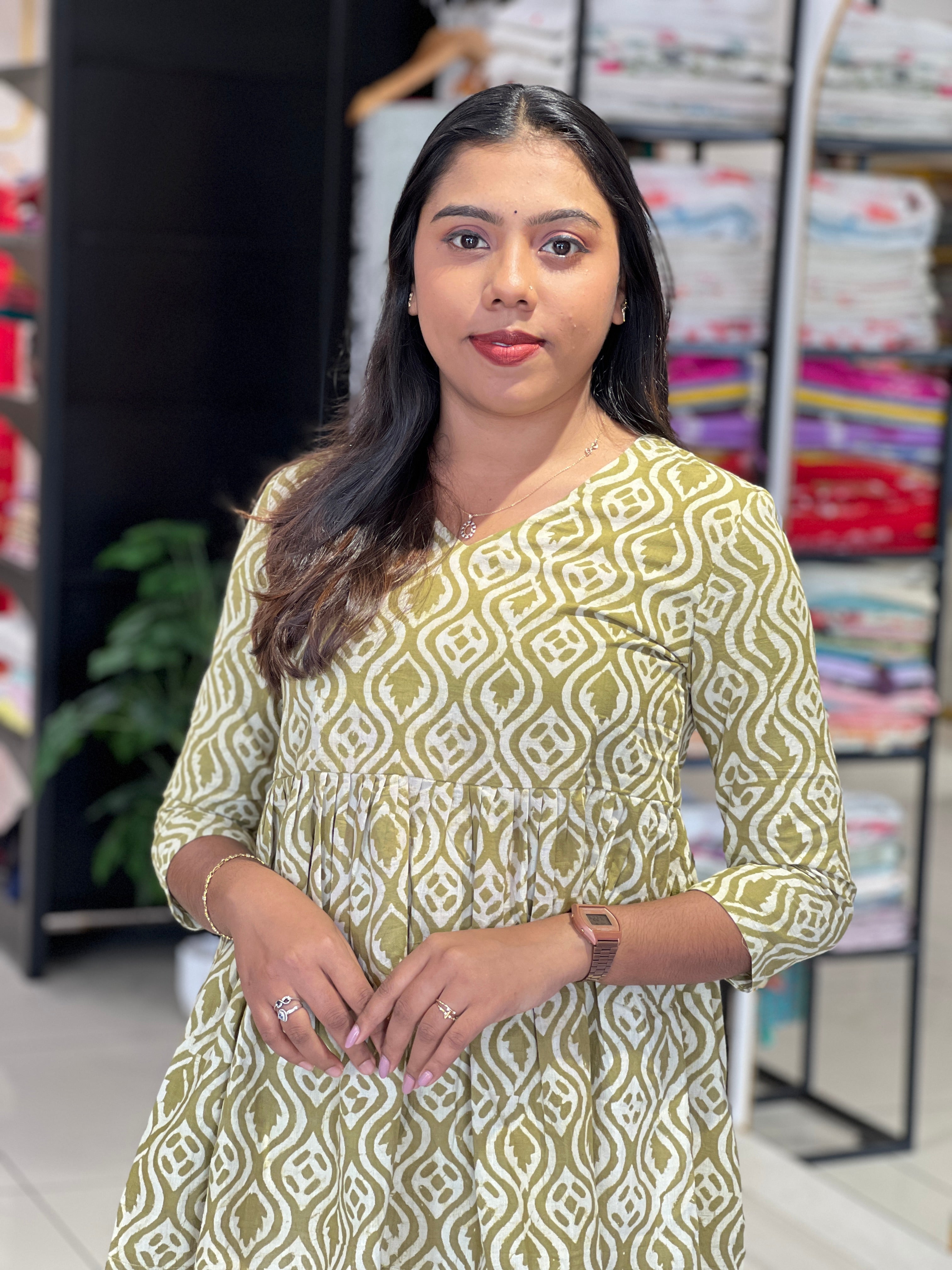 Printed Pattern Cotton Short Kurta | DNT670