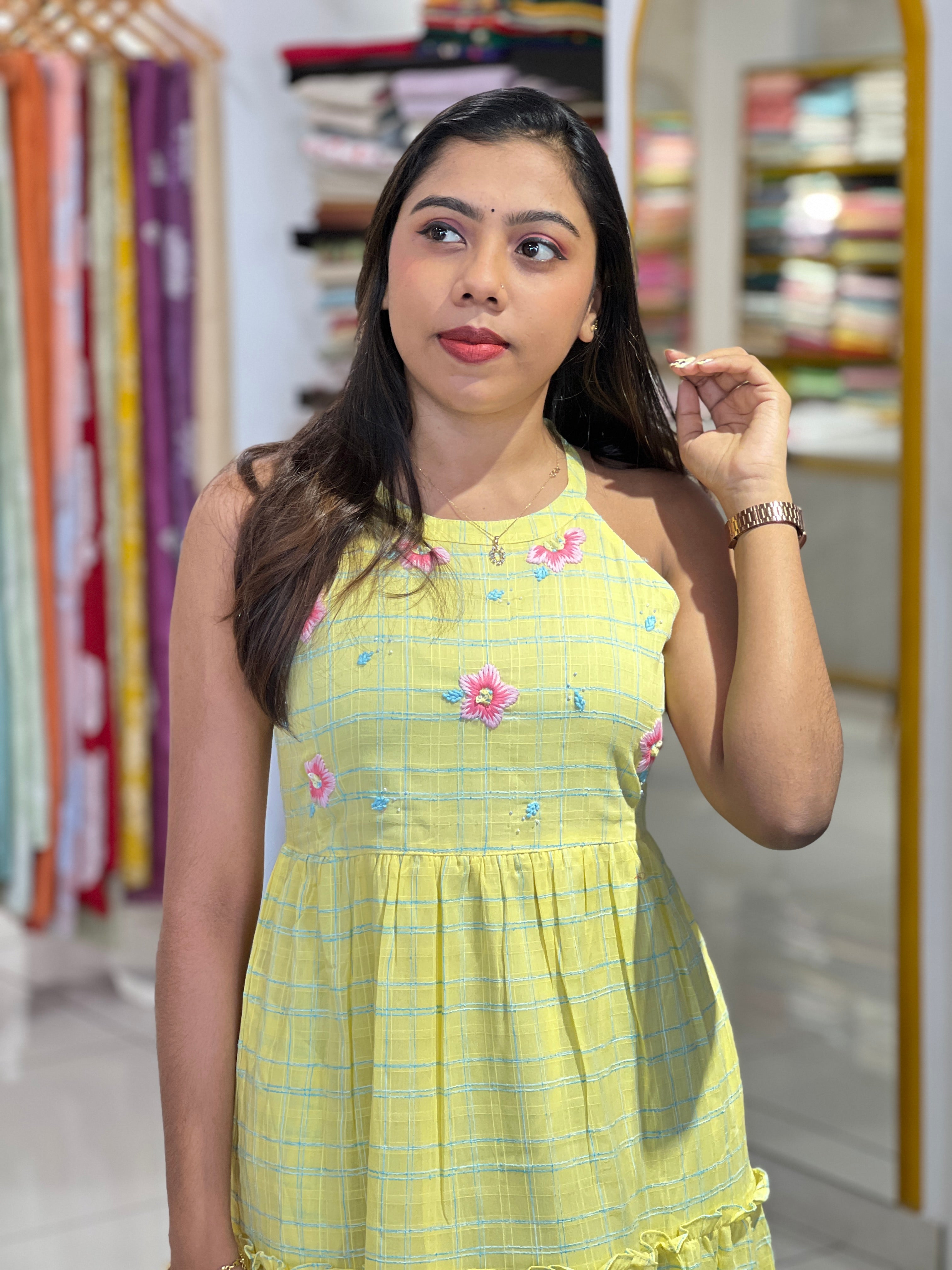 Floral Embroidery Detailed Rayon Kurta | PGI343