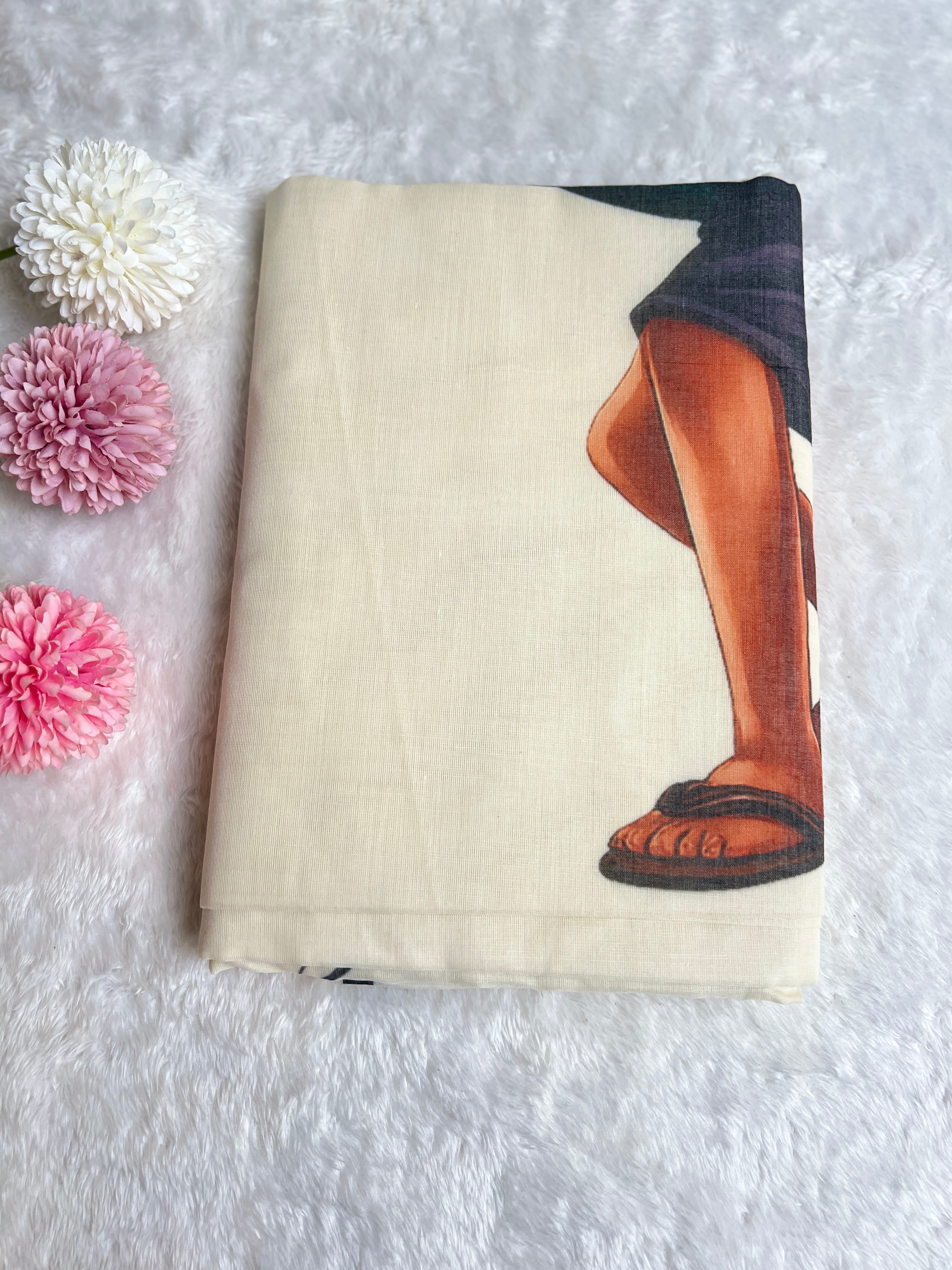 Printed Pattern Kerala Cotton Saree | GAT411