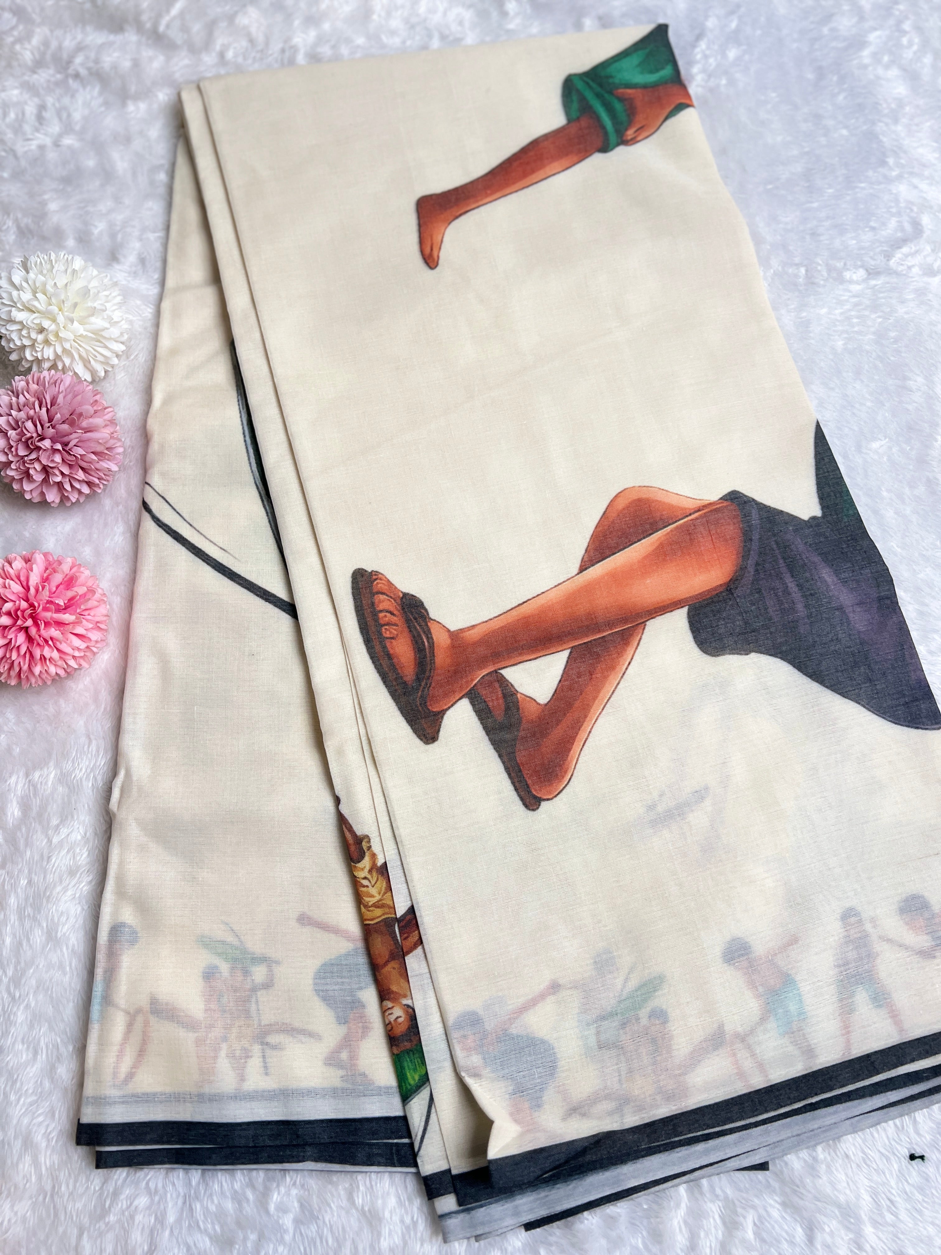 Printed Pattern Kerala Cotton Saree | GAT411