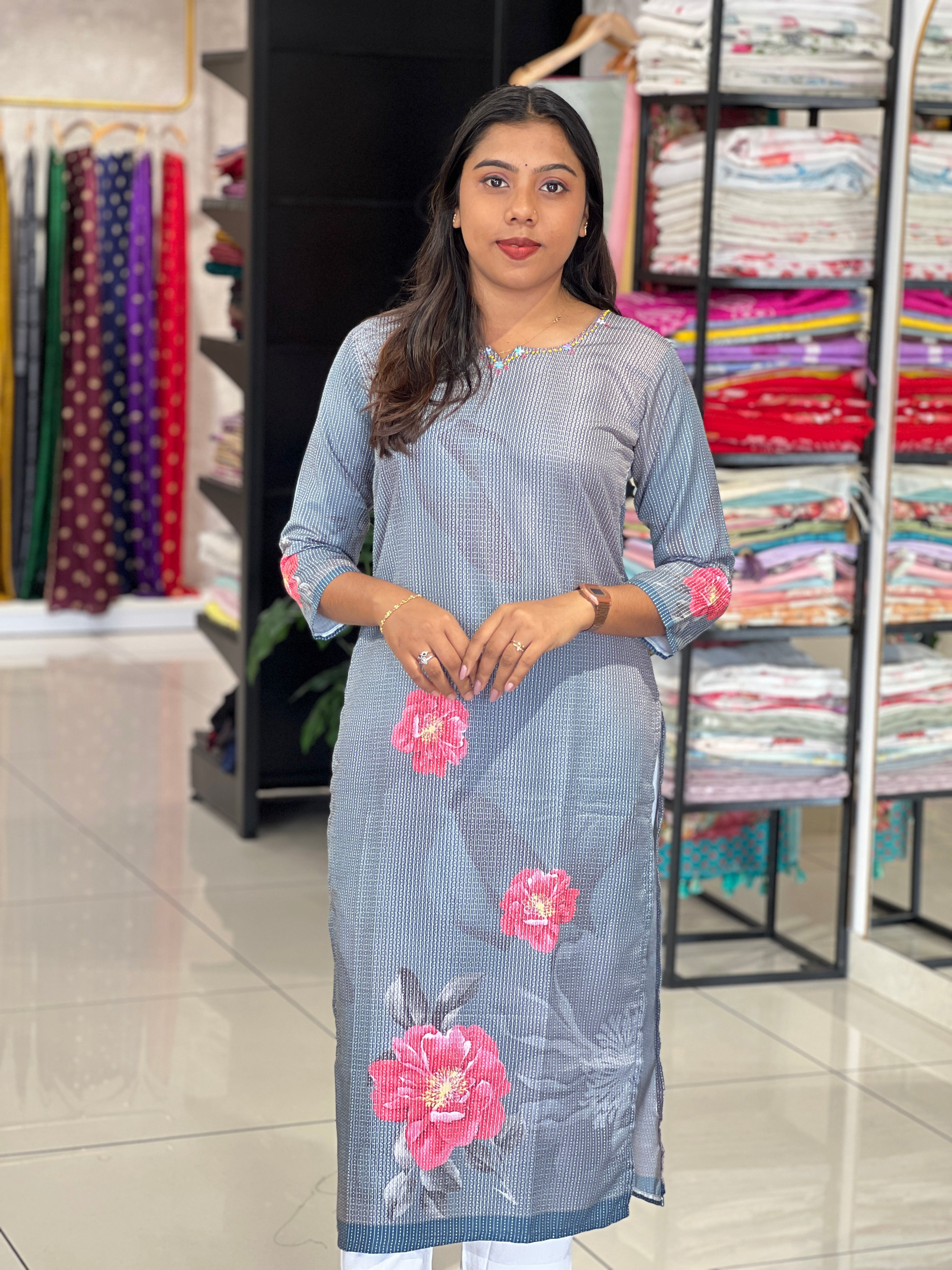 Floral Digital Printed Cotton Kurta | PGI123