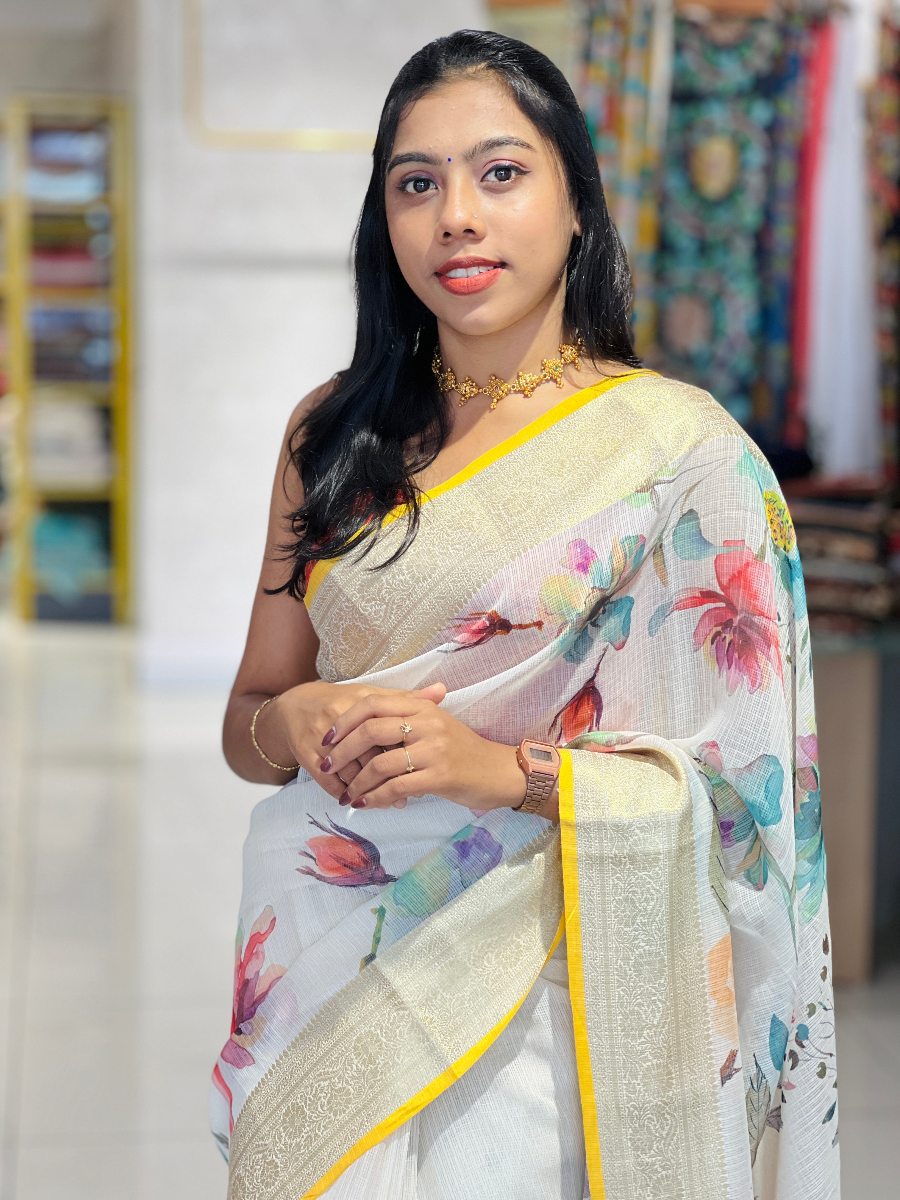 Floral Digital Printed Silky Kota Saree | MR132