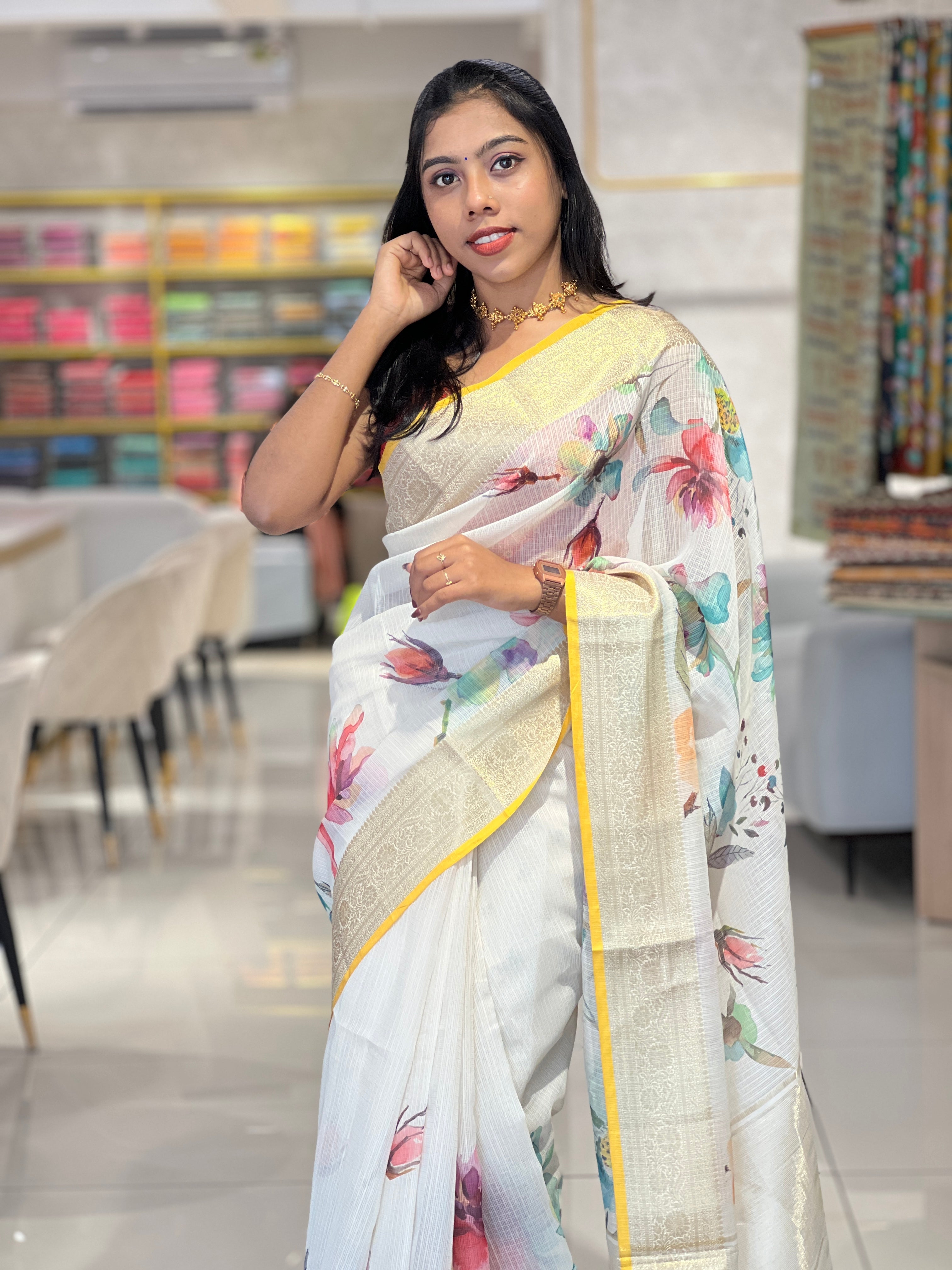 Floral Digital Printed Silky Kota Saree | MR132