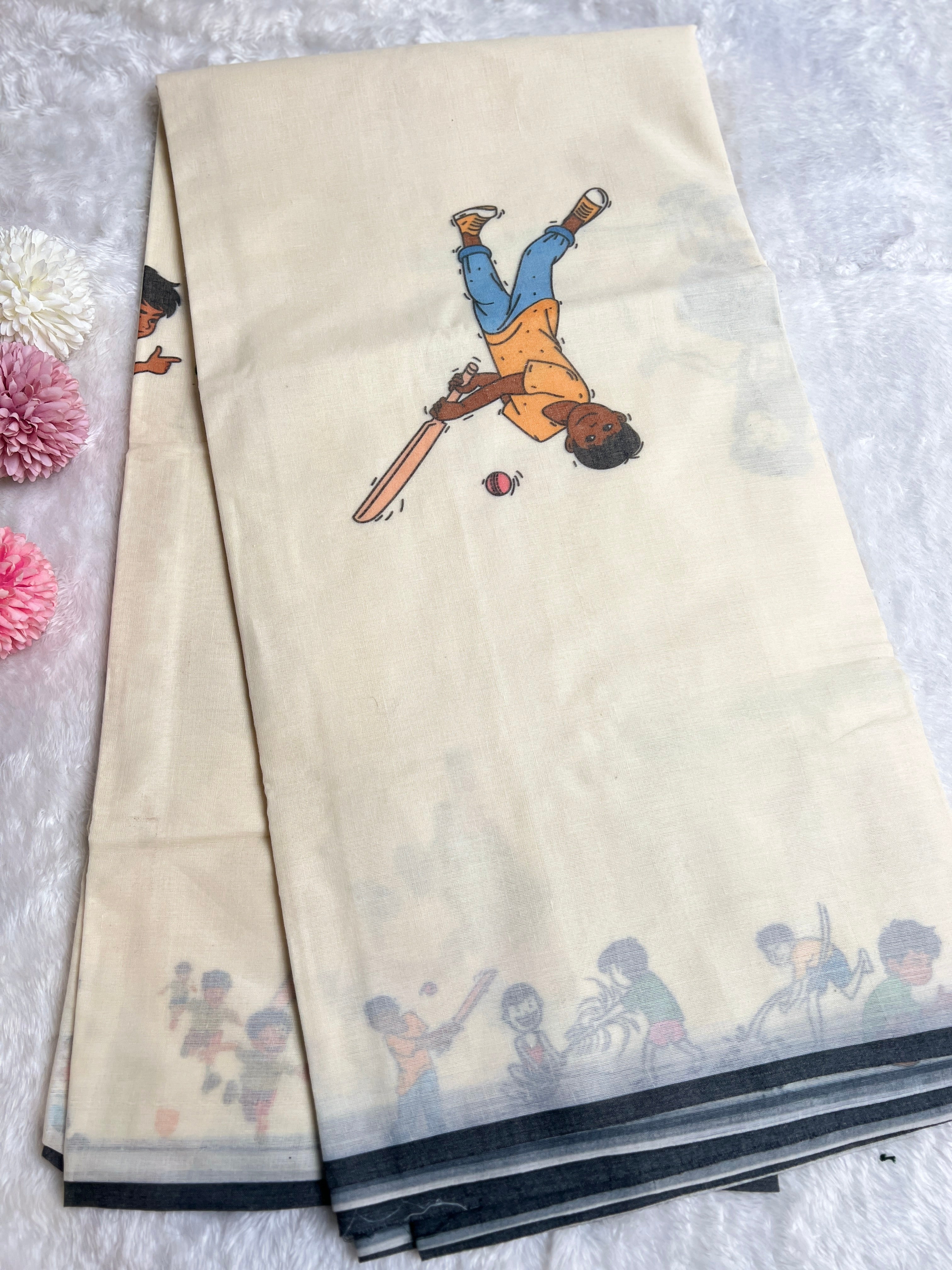 Printed Pattern Kerala Cotton Saree | GAT412