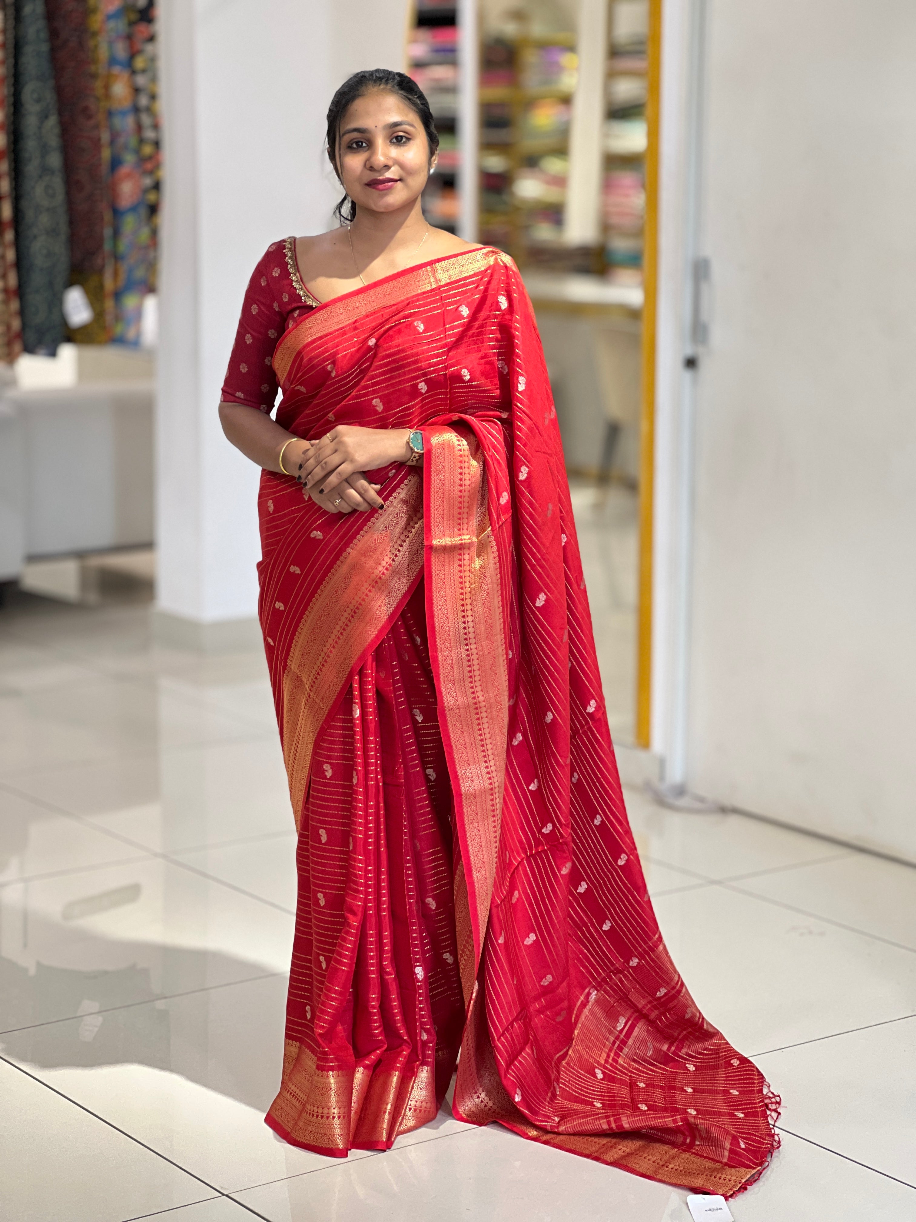 Vertical Pattern Chanderi Finish Saree | NN163