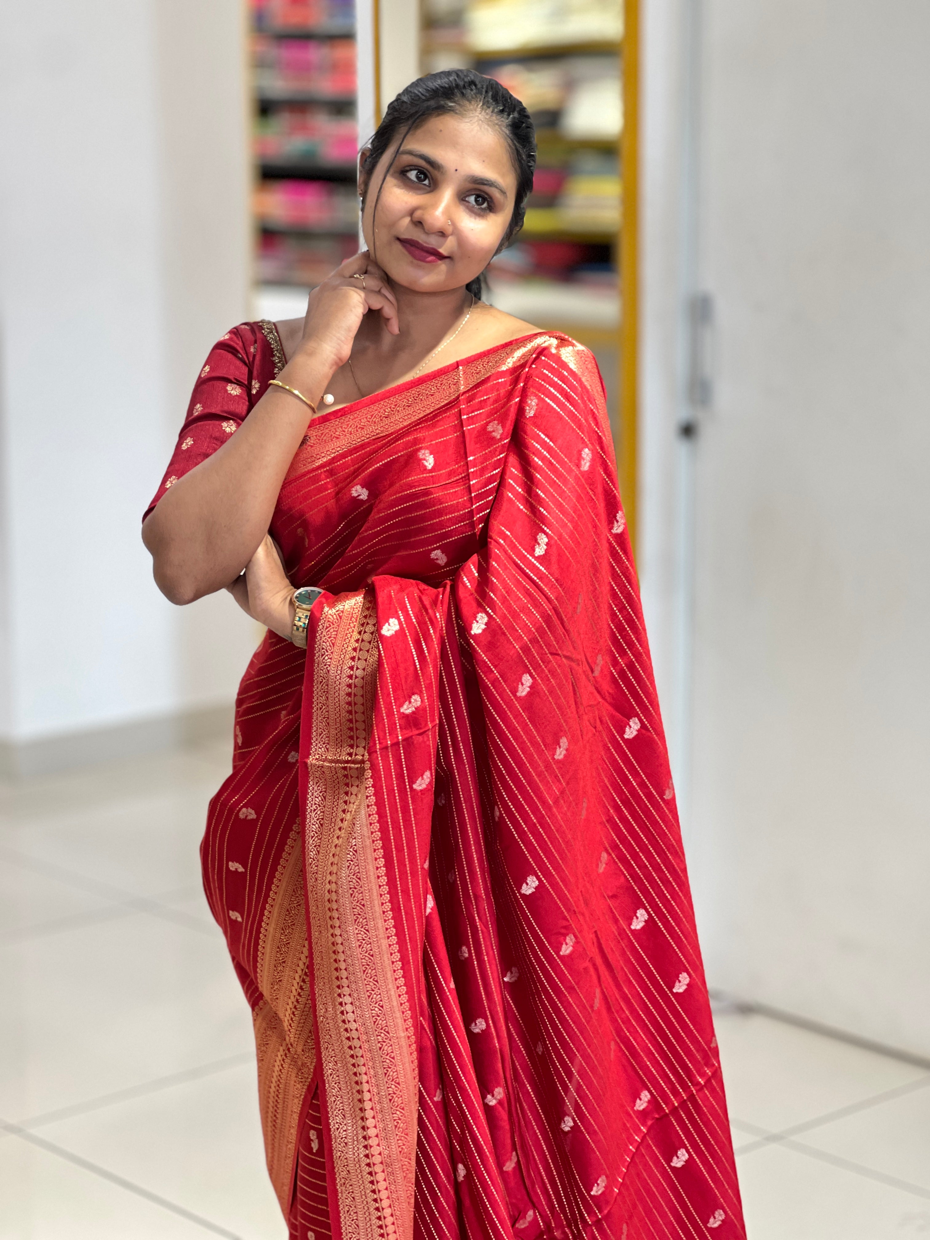 Vertical Pattern Chanderi Finish Saree | NN163