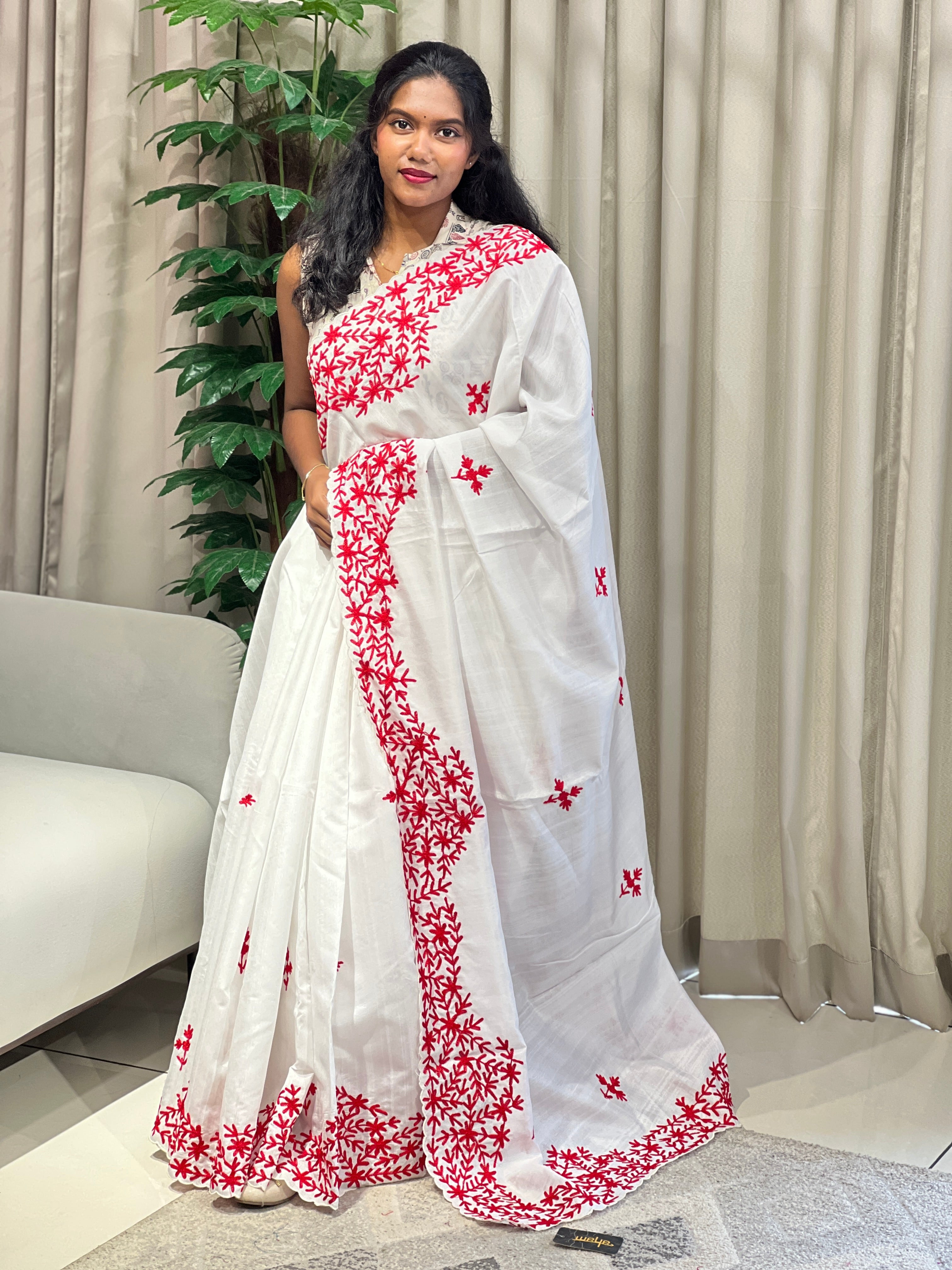 Machine Embroidered Semi Tussar Saree | BLD873