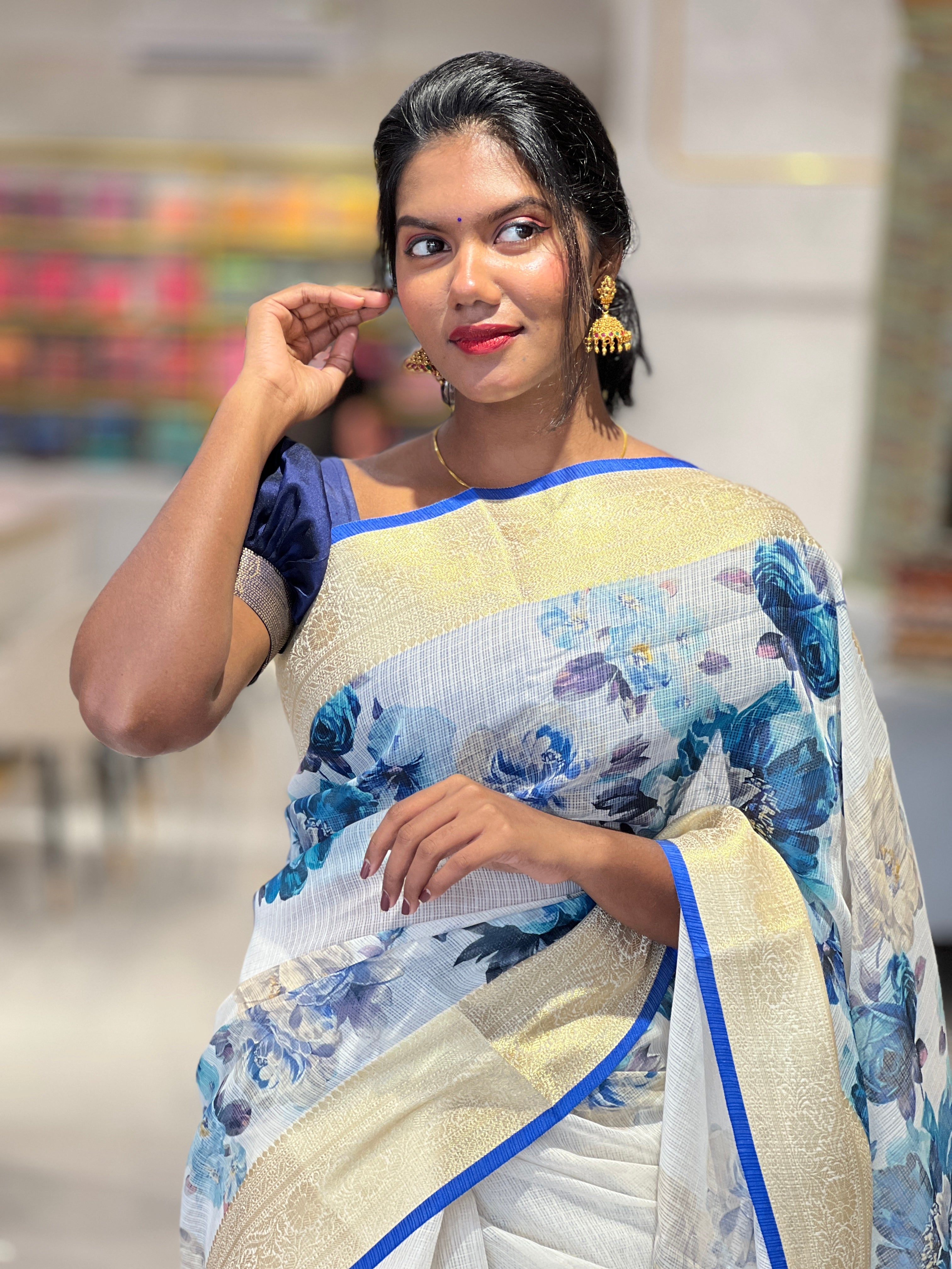 Floral Digital Printed Silky Kota Saree | MR129