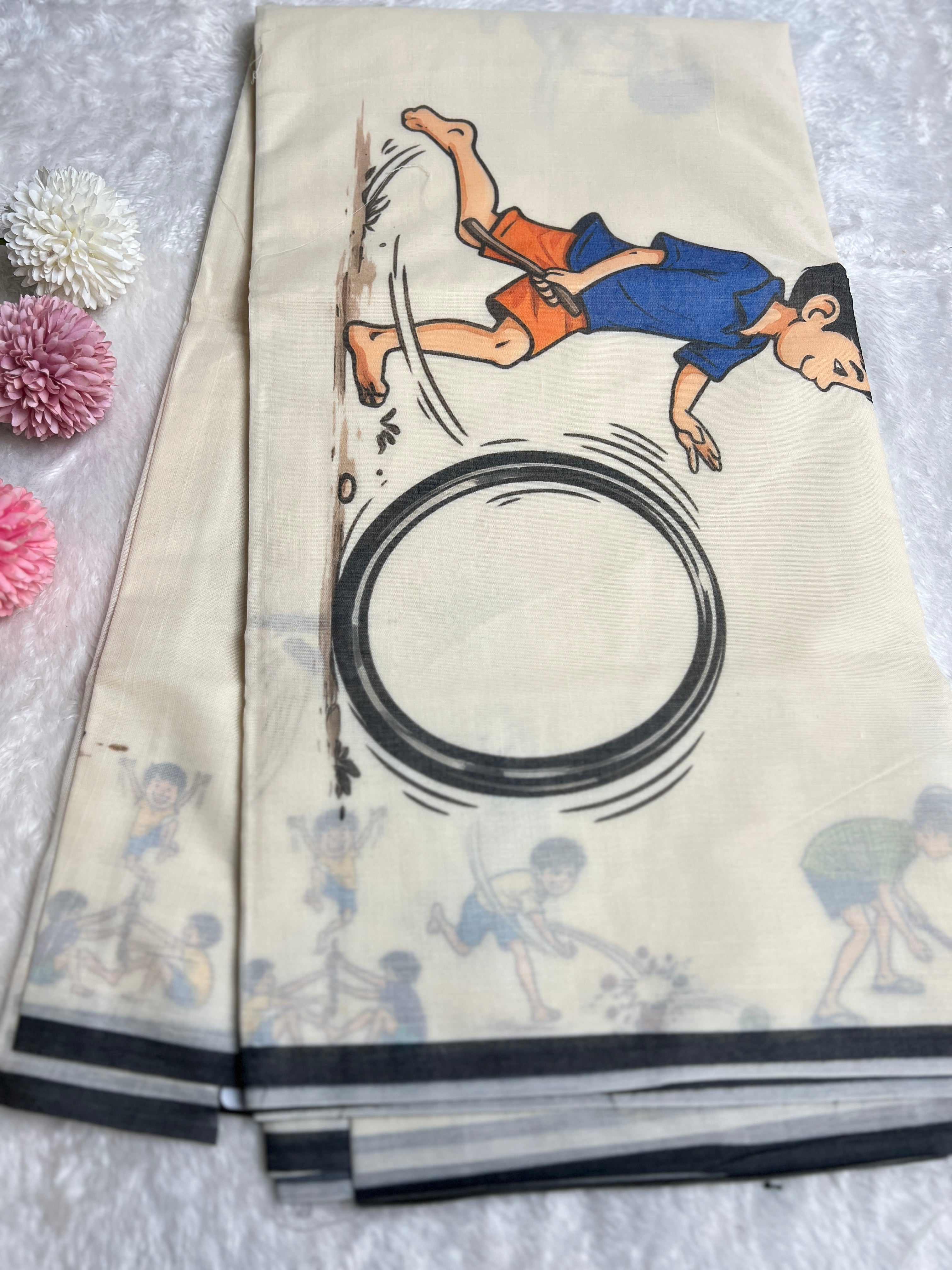 Printed Pattern Kerala Cotton Saree | GAT410