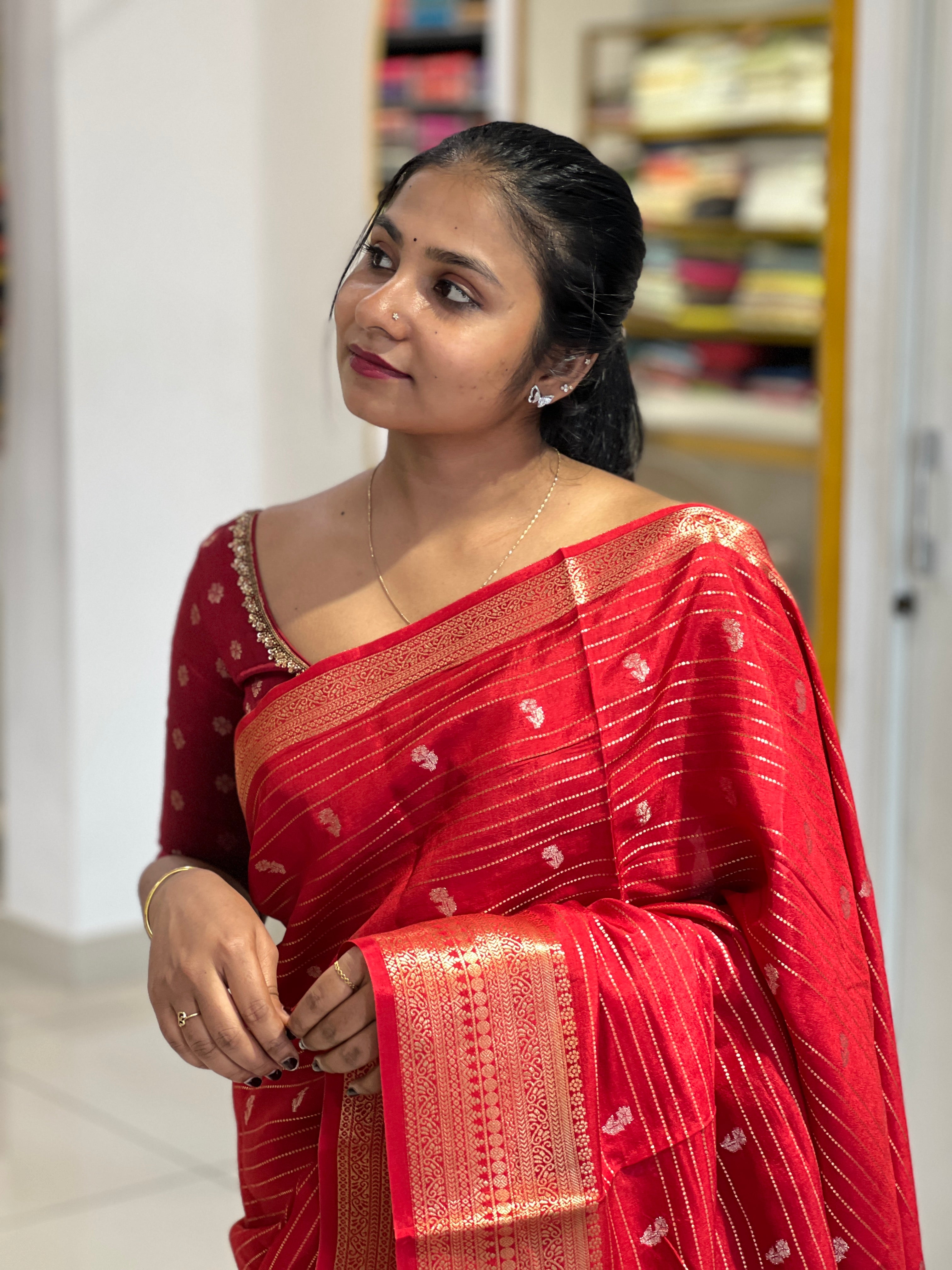 Vertical Pattern Chanderi Finish Saree | NN163