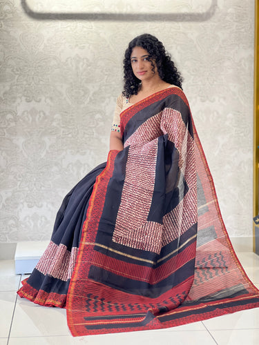 Hand Block Printed Chanderi Saree | JKL335