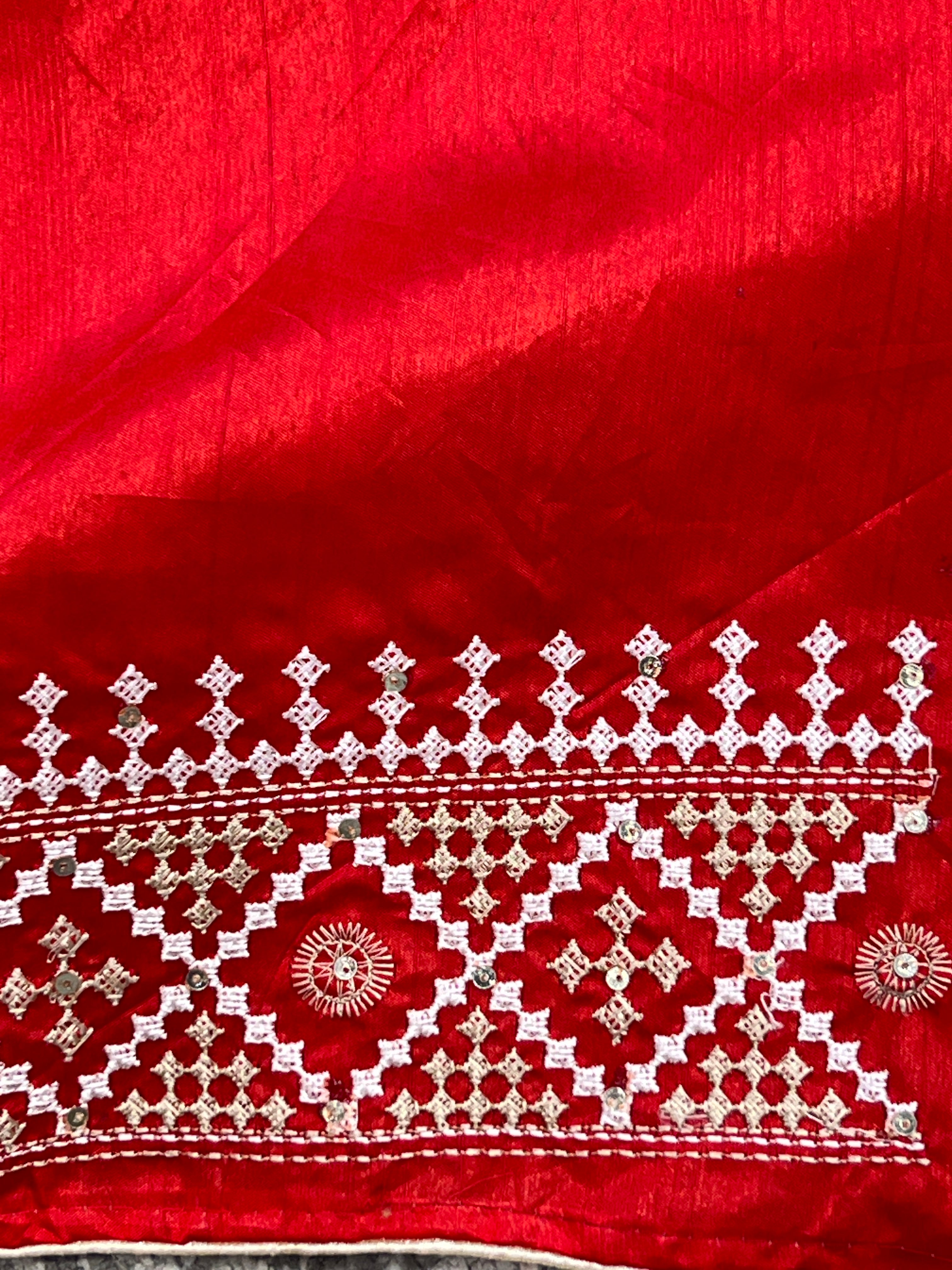 Kutch Work Embroidery Semi Silk Saree | RP429