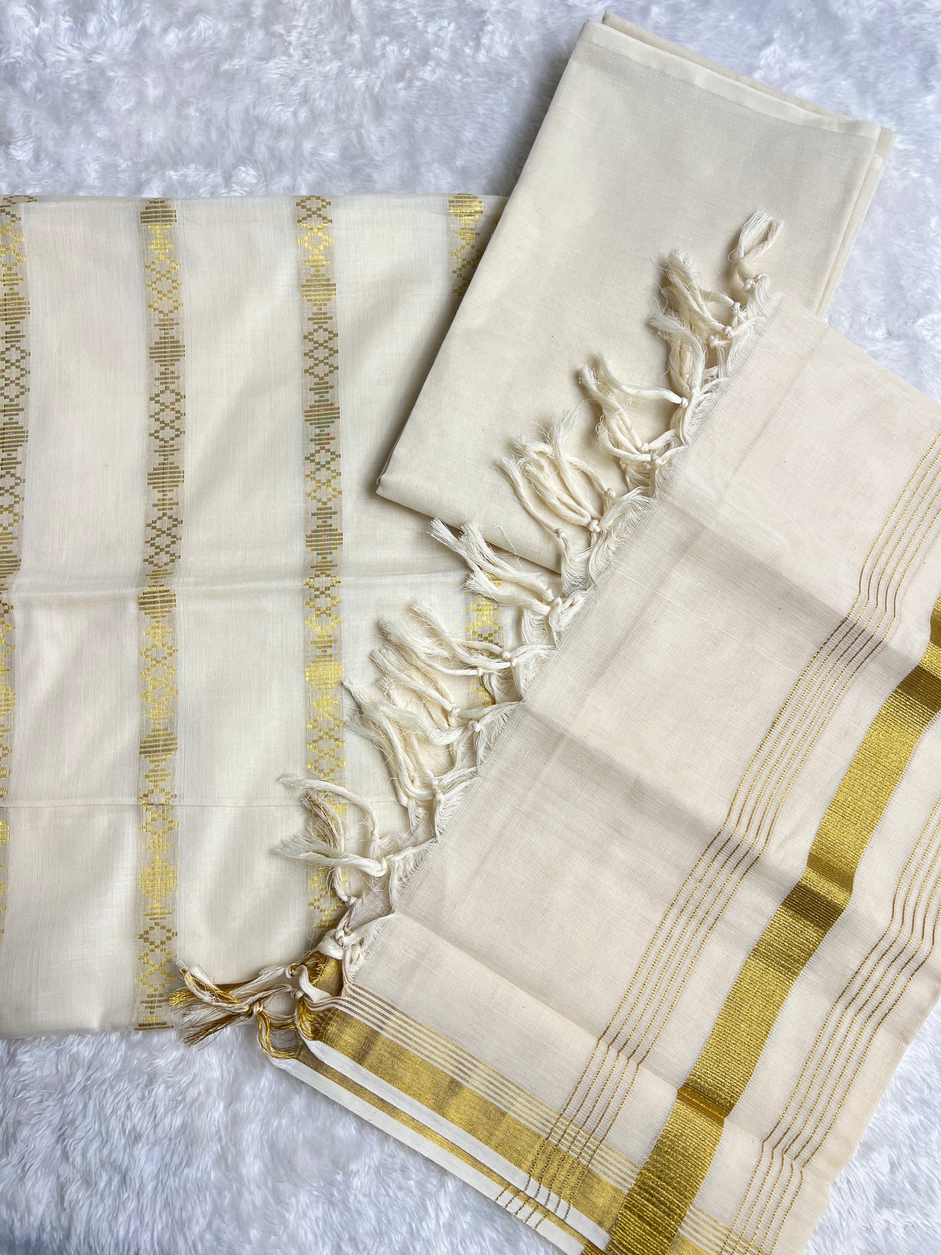 Golden Zari Stripe Pattern Cotton Salwar Set | GAT538