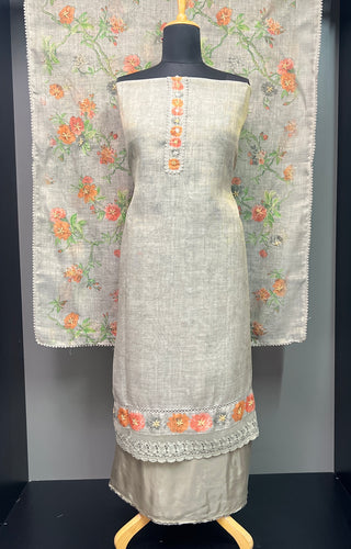 Printed Pattern Tissue Linen Salwar Set | KSD193