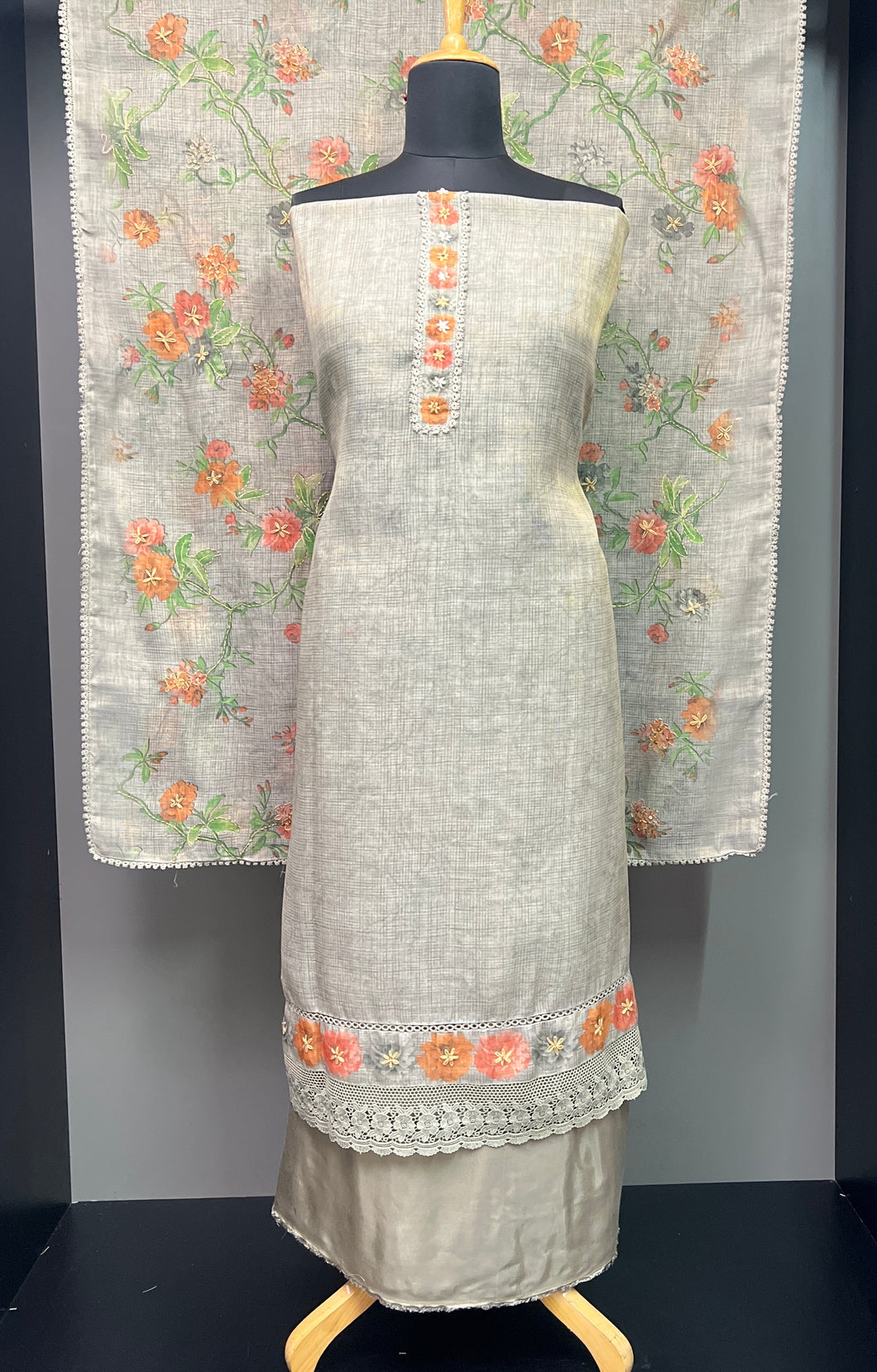 Printed Pattern Tissue Linen Salwar Set | KSD193
