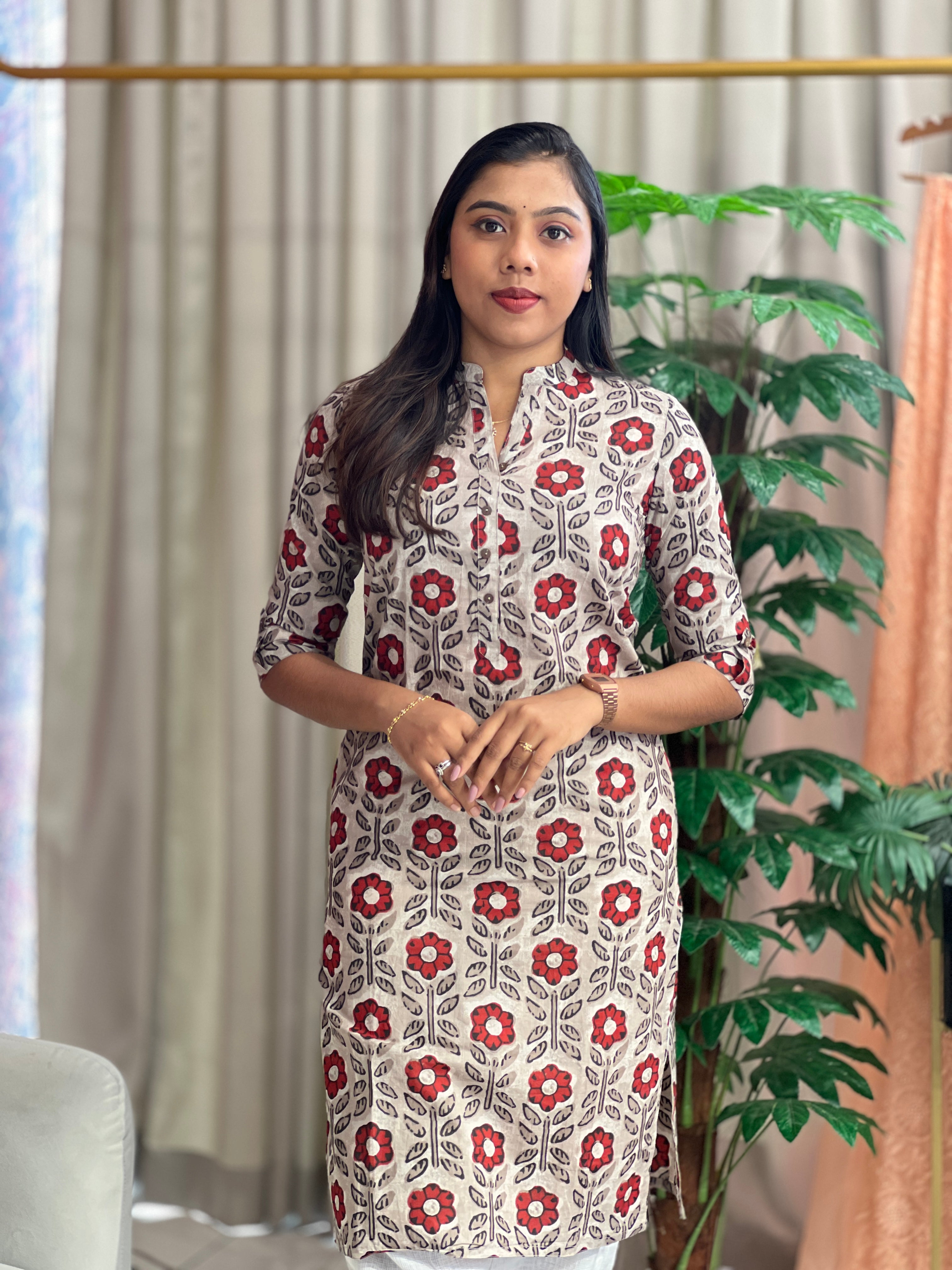 Floral Pattern Cotton Kurta | PGI155