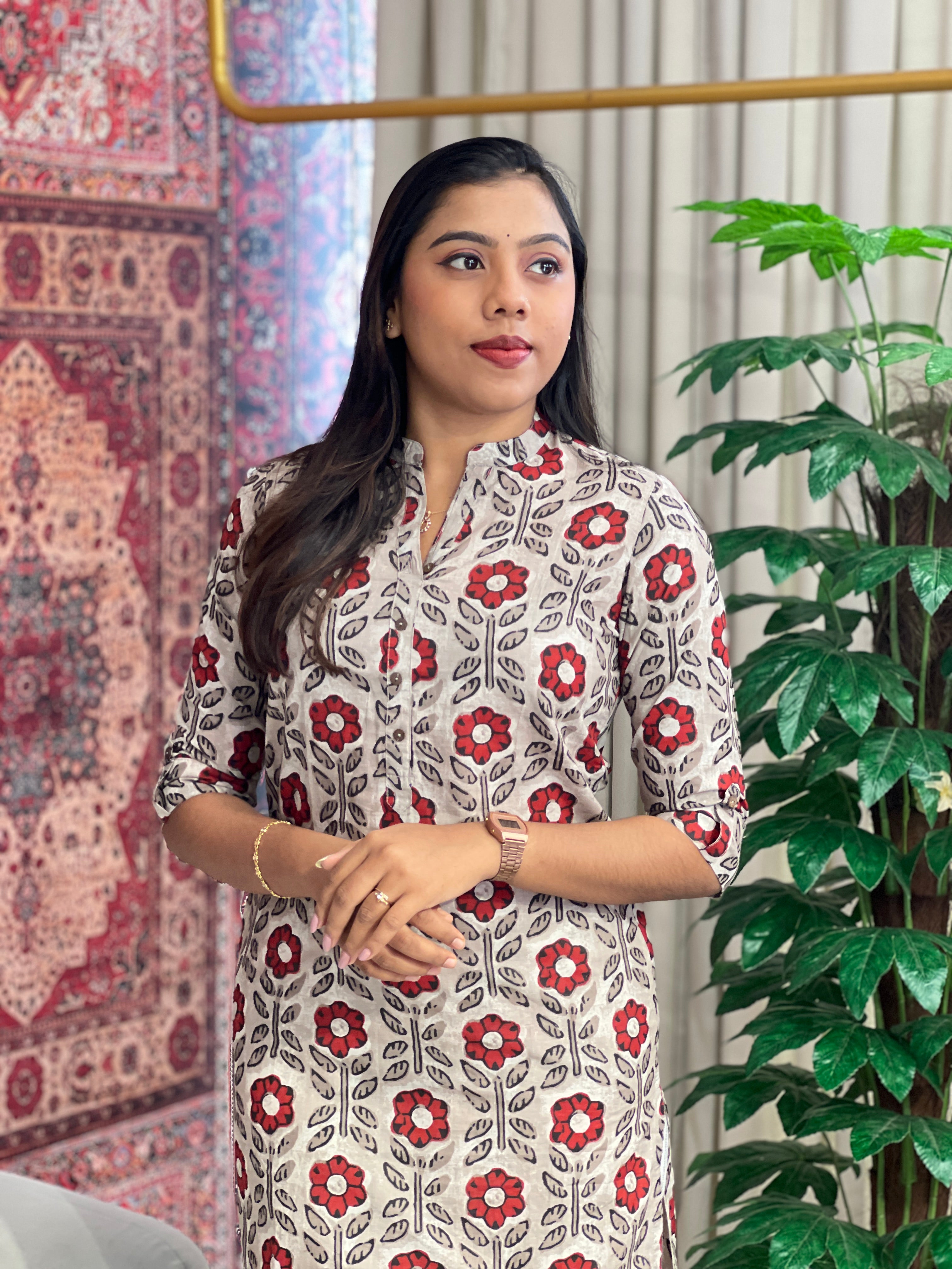Floral Pattern Cotton Kurta | PGI155