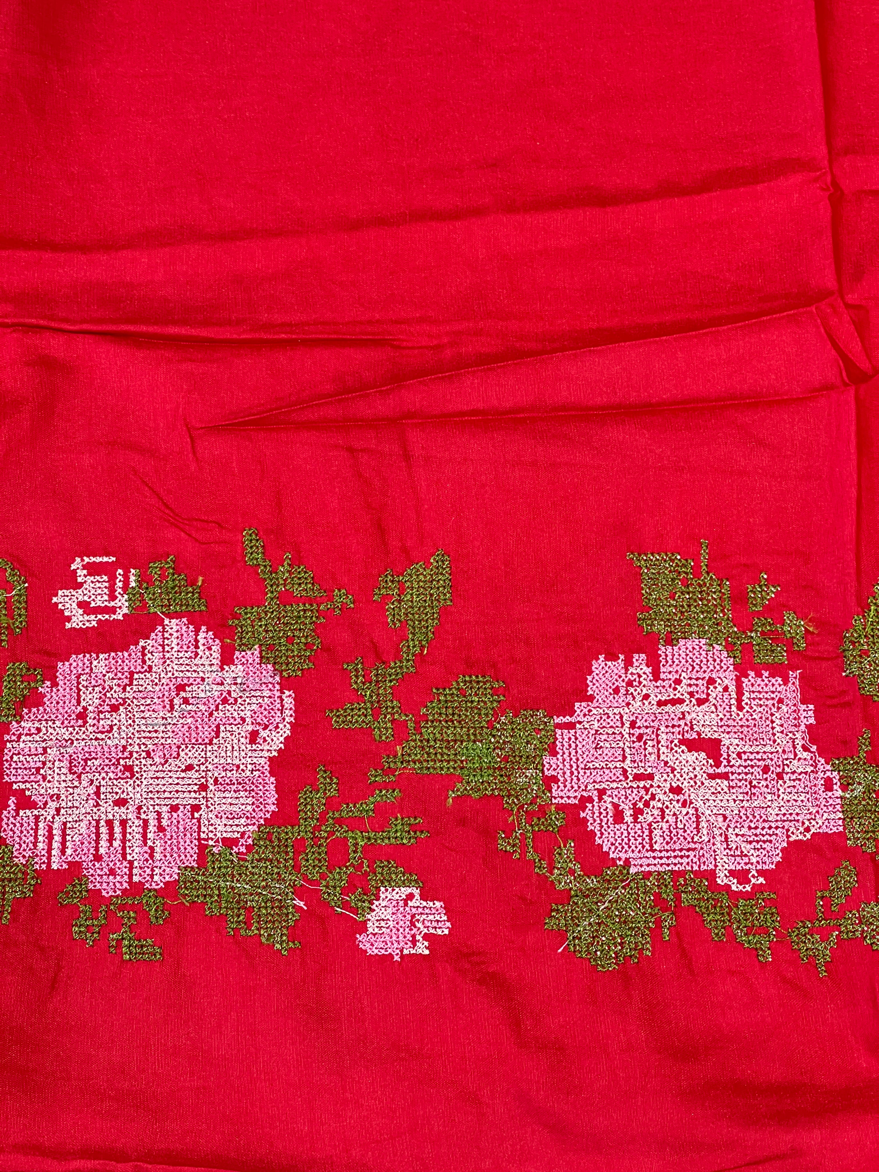 Geometrical Weaving Bhagalpuri Linen Saree | NHH223