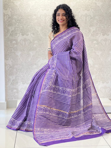 Block Printed Chanderi Saree | JKL329