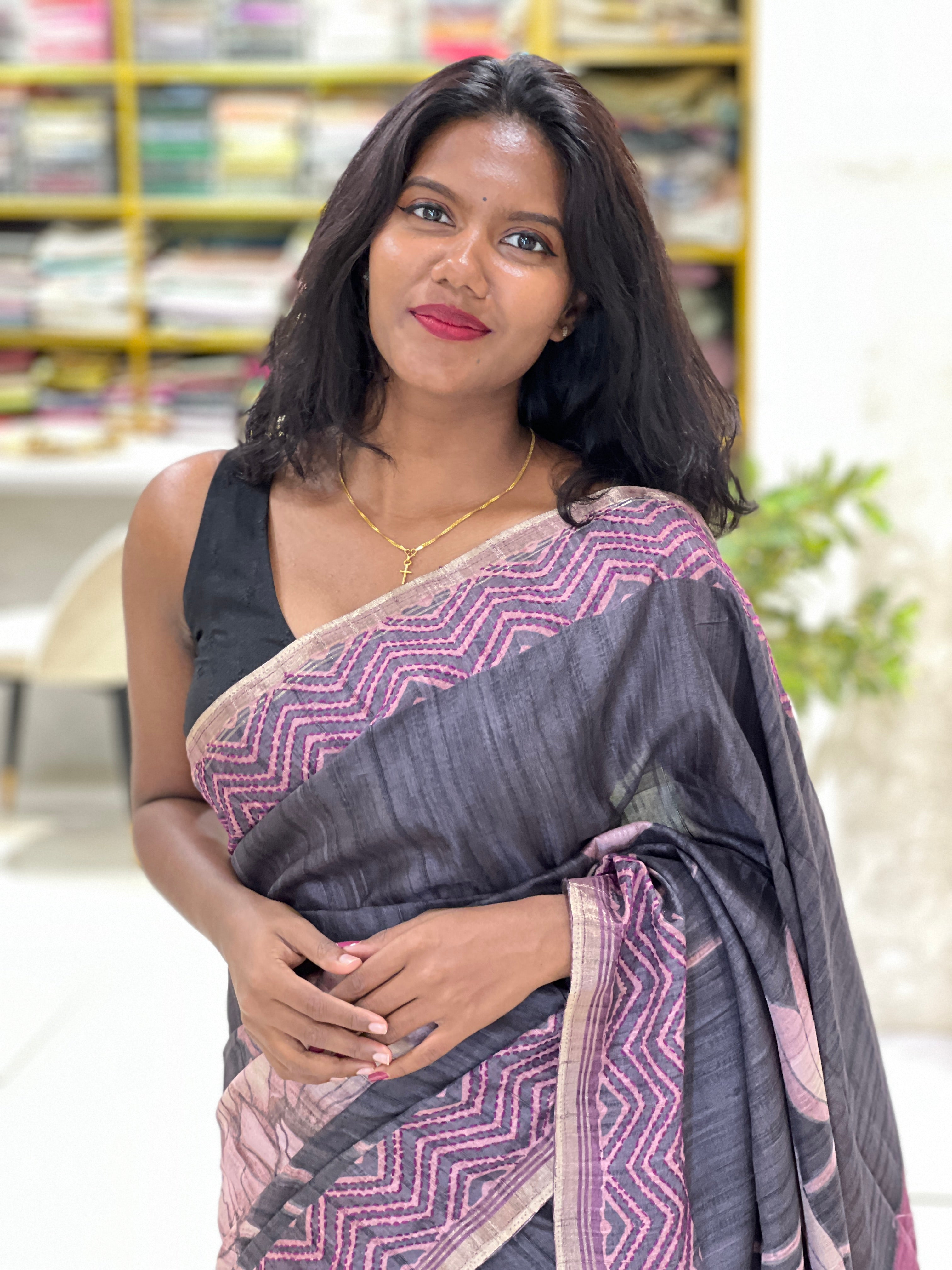 Floral Printed Semi Tussar Saree | SSN292