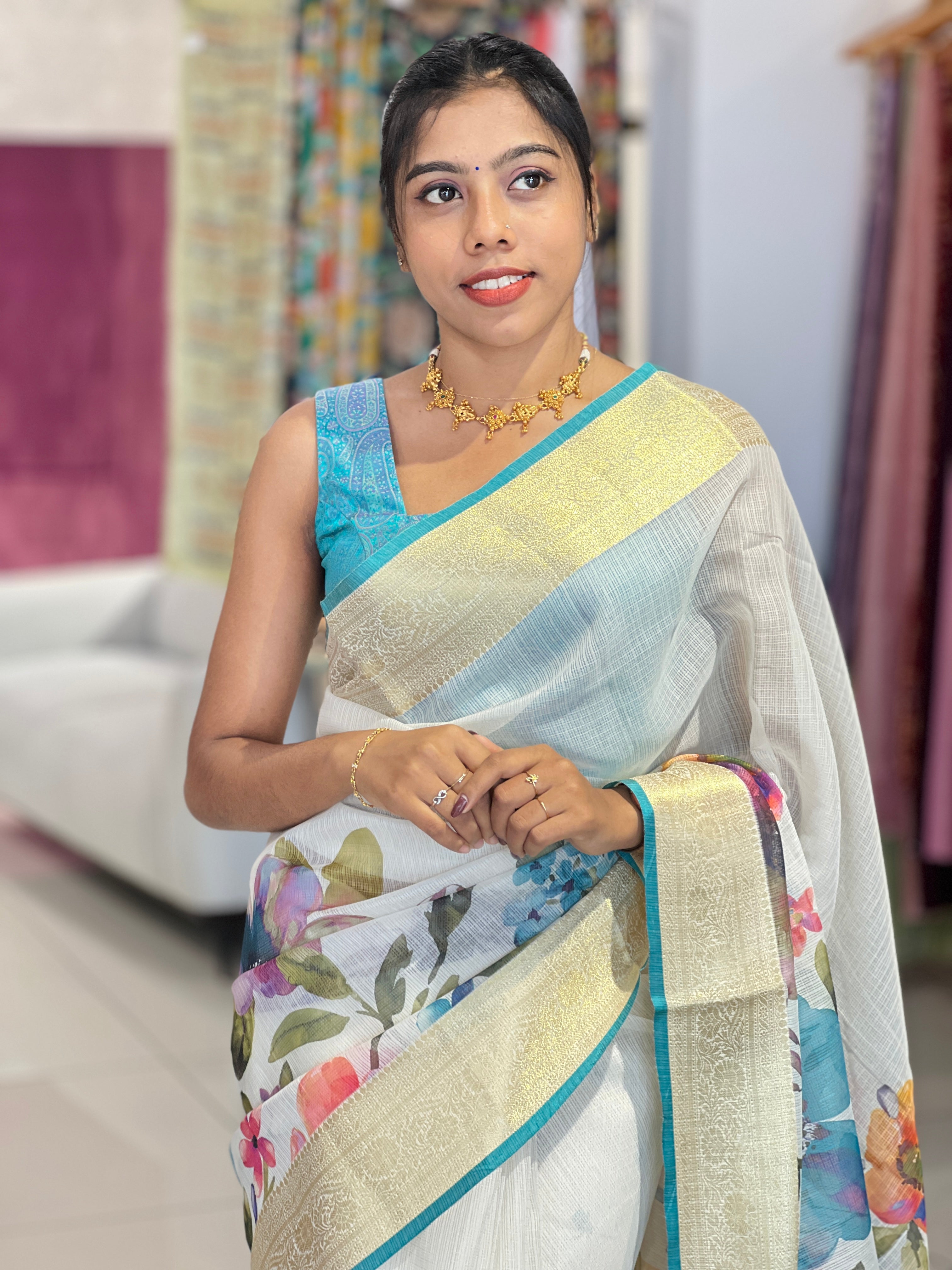 Floral Digital Printed Silky Kota Saree | MR131
