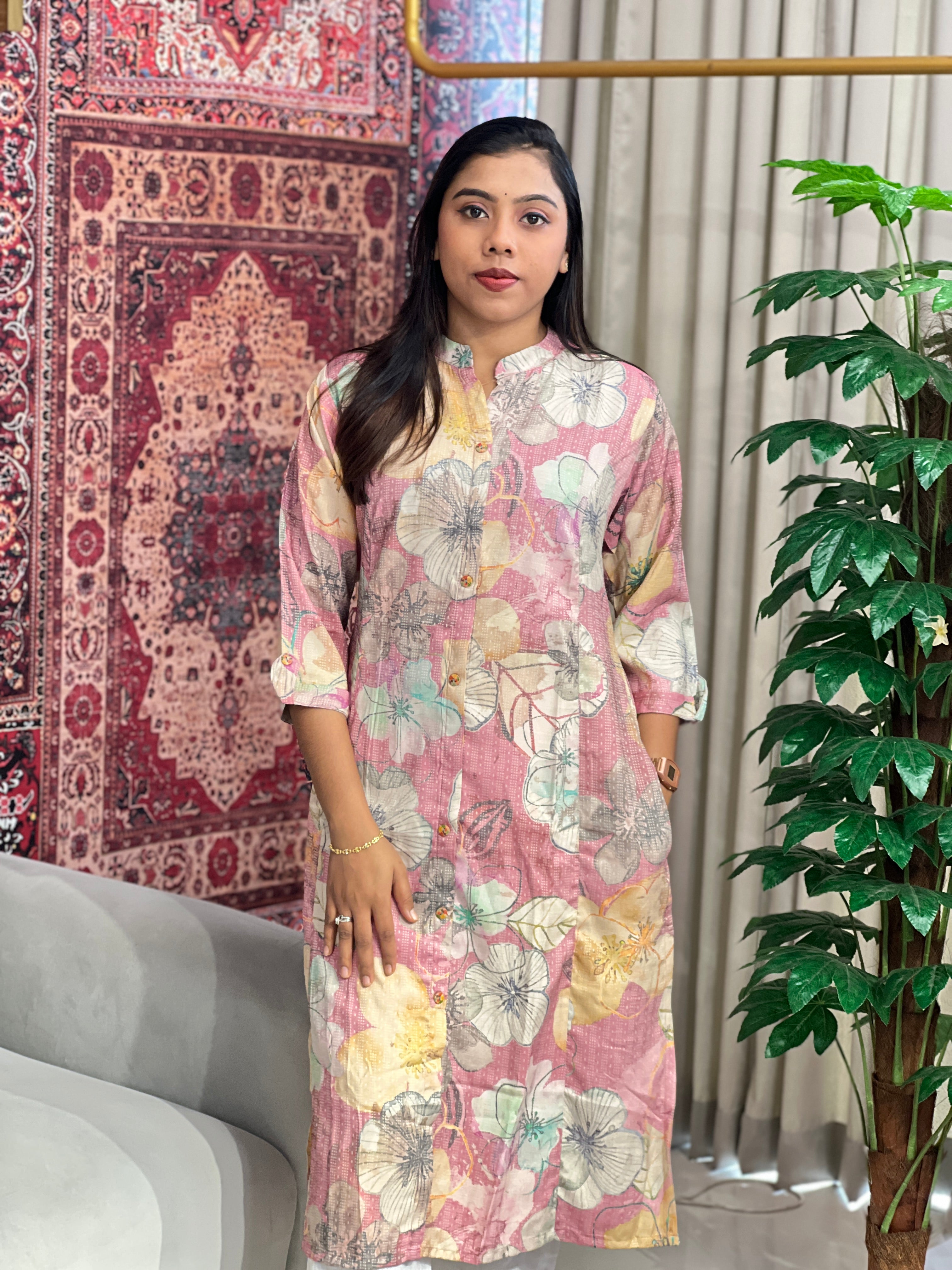 Floral Printed Pattern Rayon Kurta | AFD113
