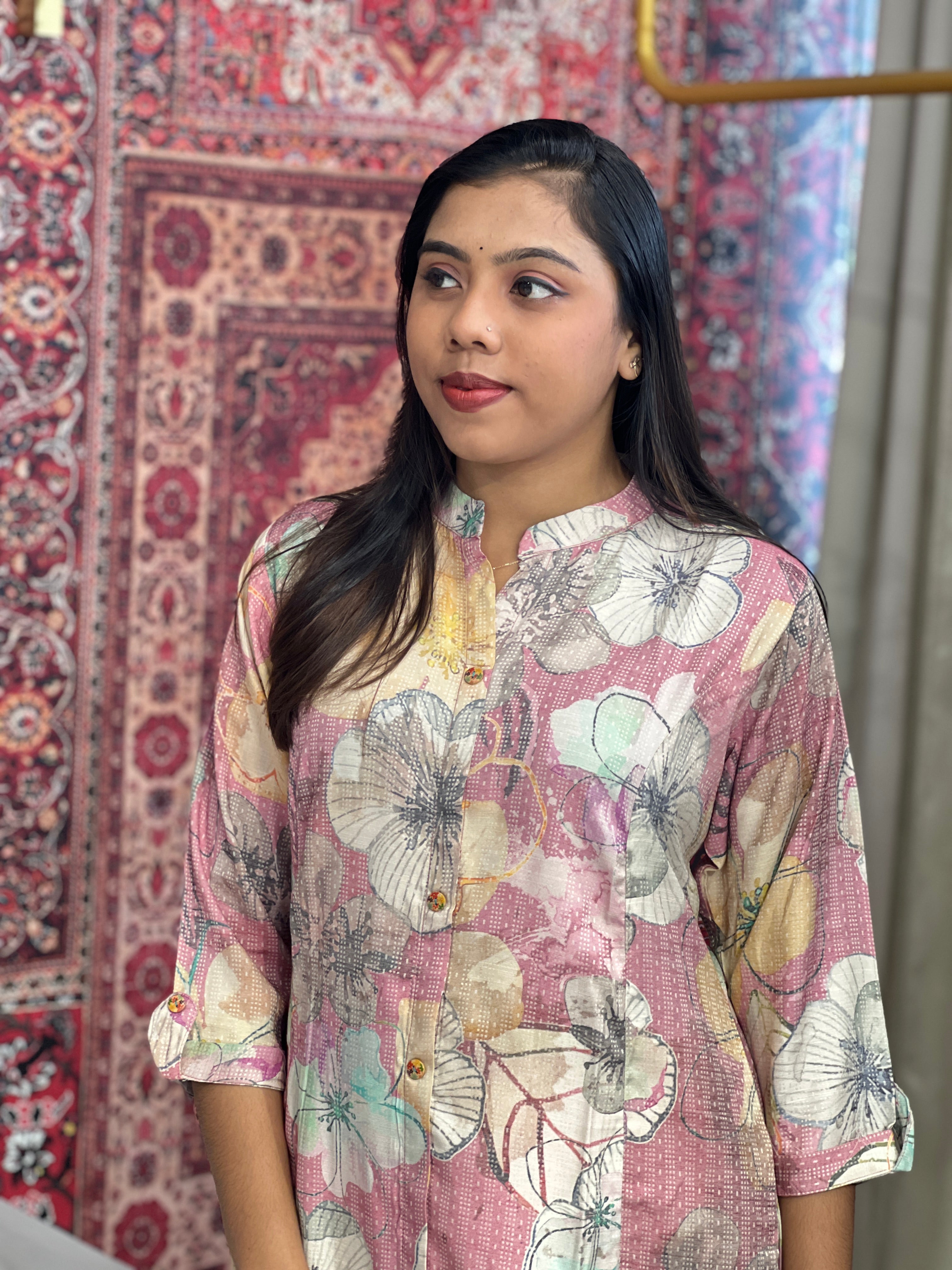 Floral Printed Pattern Rayon Kurta | AFD113