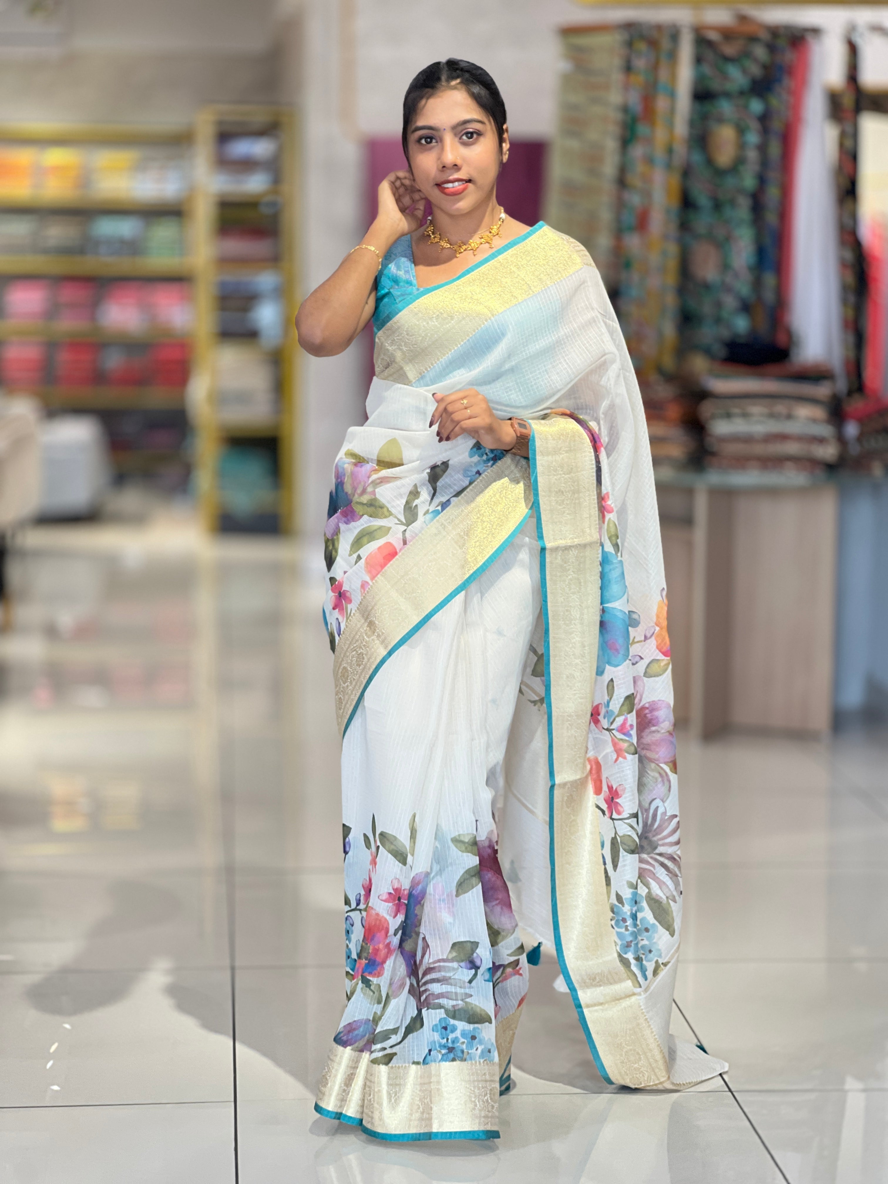 Floral Digital Printed Silky Kota Saree | MR131