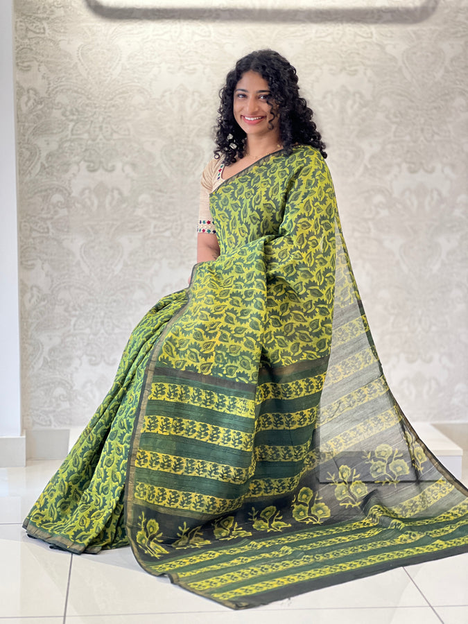 Block Printed Chanderi Saree | JKL343