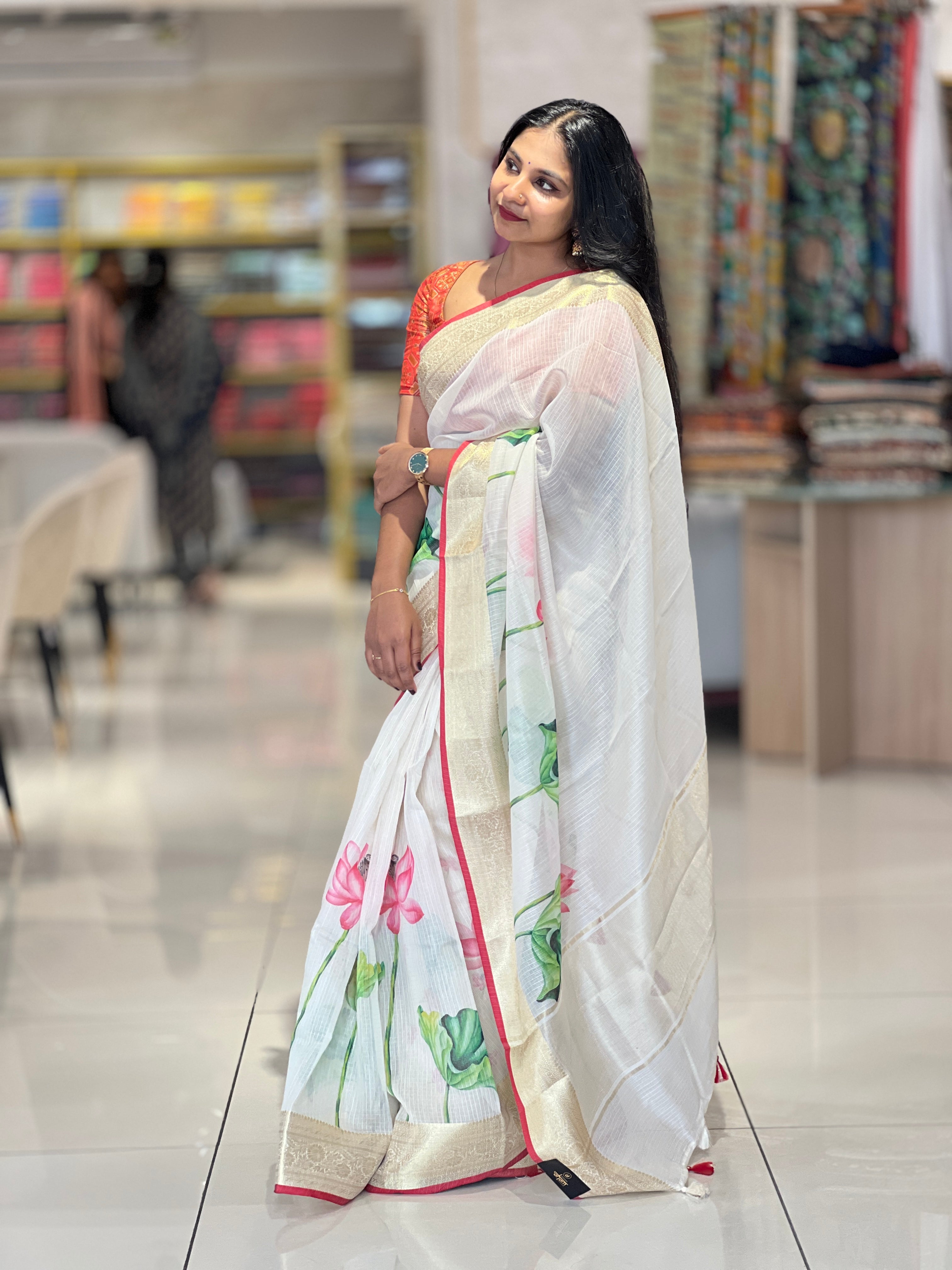 Floral Digital Printed Silky Kota Saree | MR128