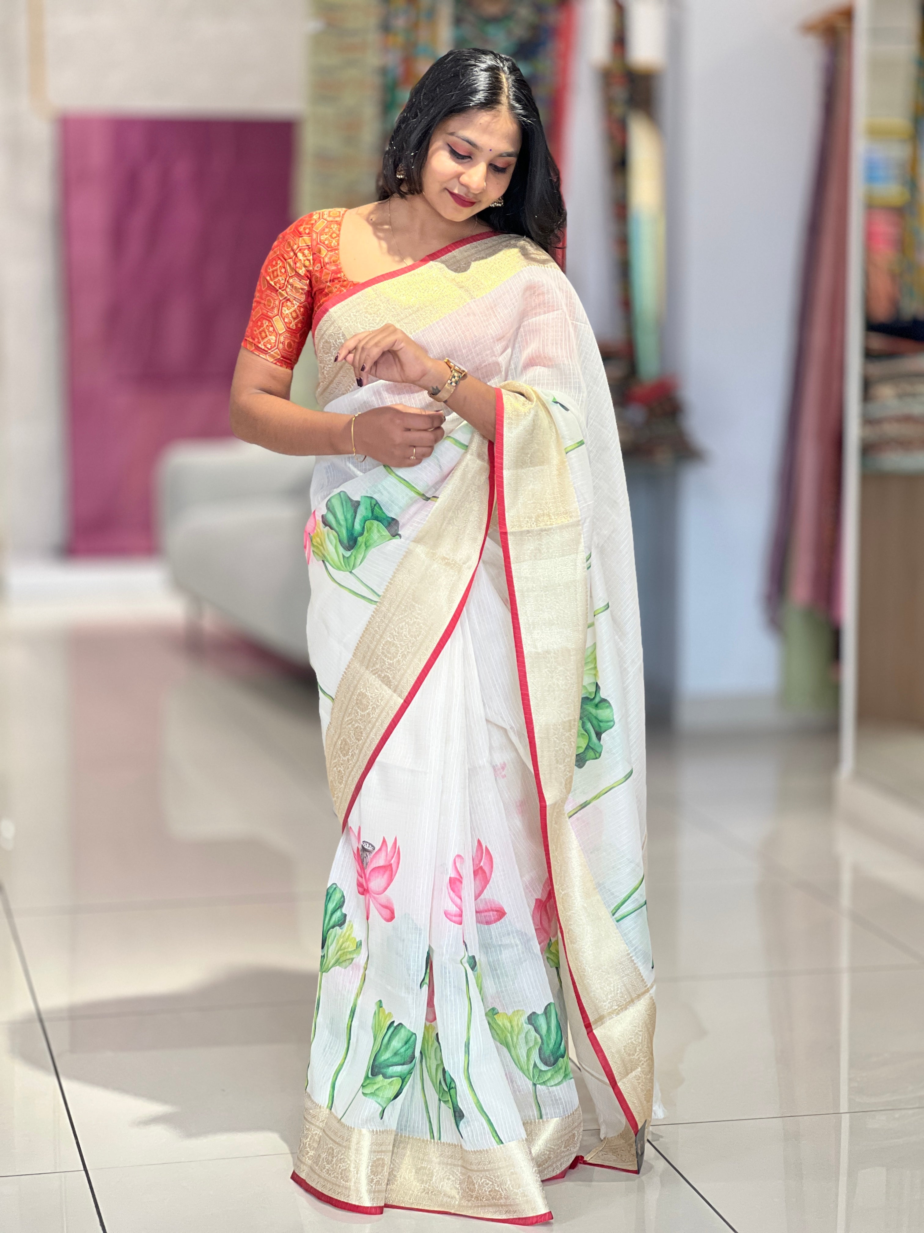 Floral Digital Printed Silky Kota Saree | MR128