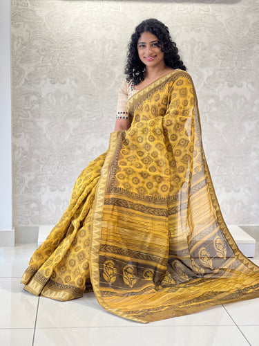 Block Printed Chanderi Saree | JKL308