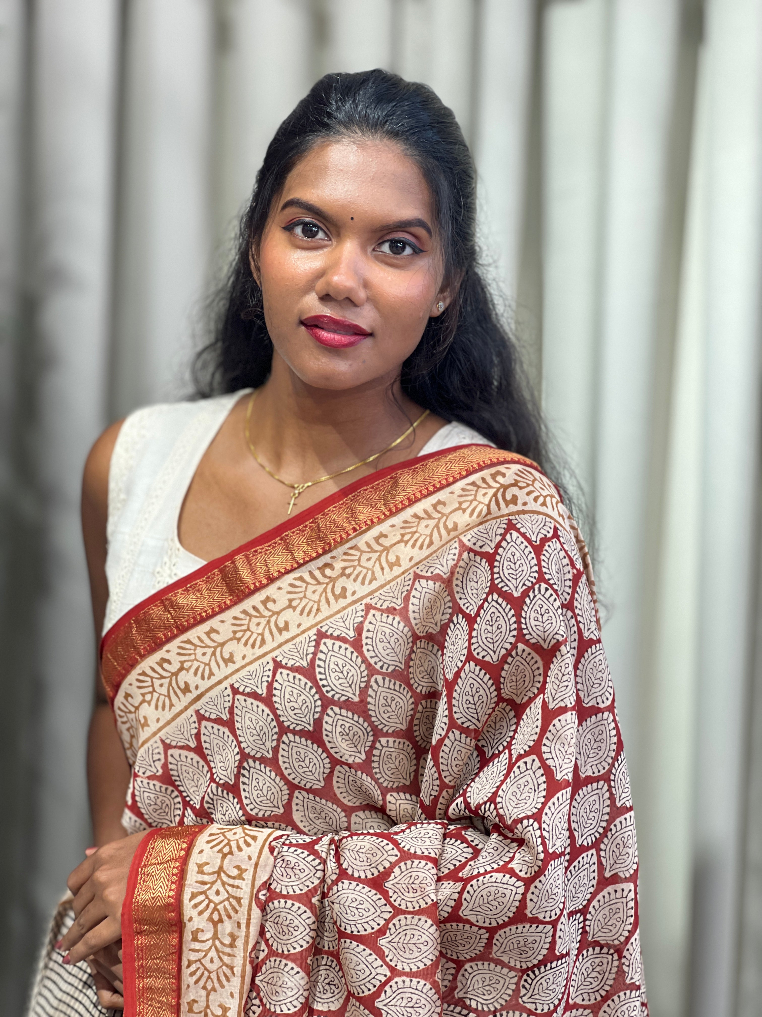 Mangalgiri Border Detailed Chanderi Saree | VFC589