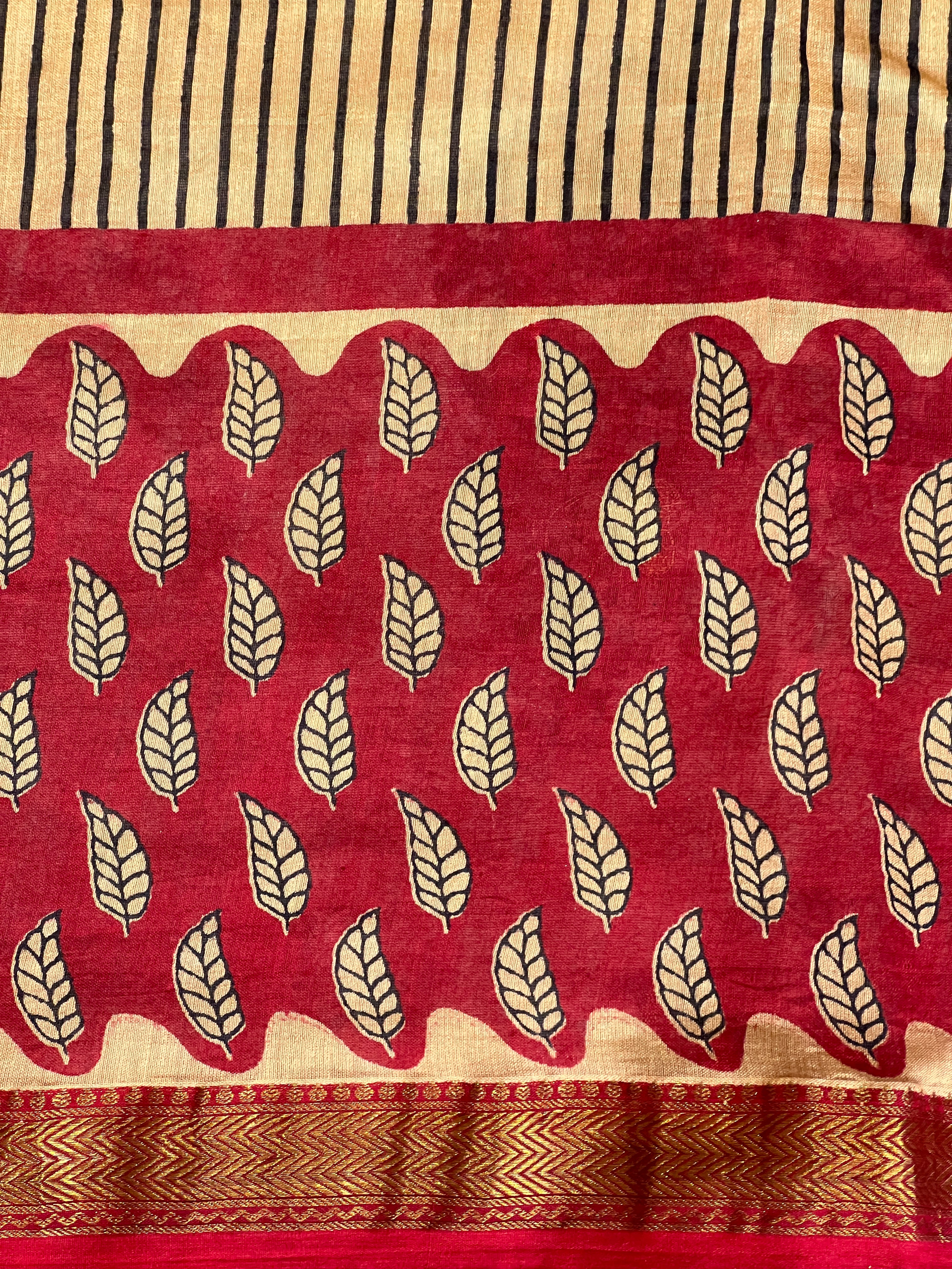 Stripes Printed Chanderi Saree | VFC584