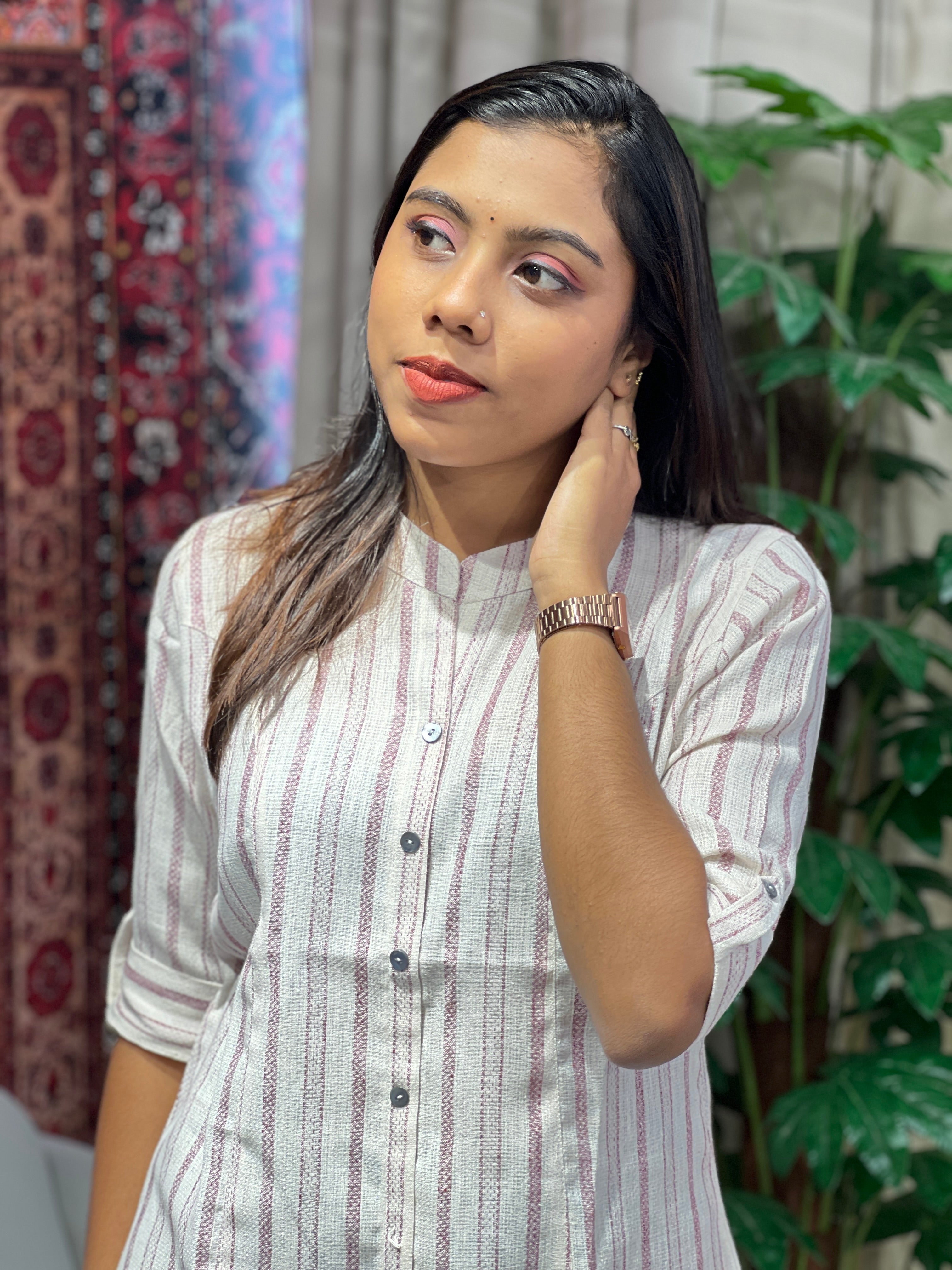 Thread Weaved Cotton Short Kurta | AKE106