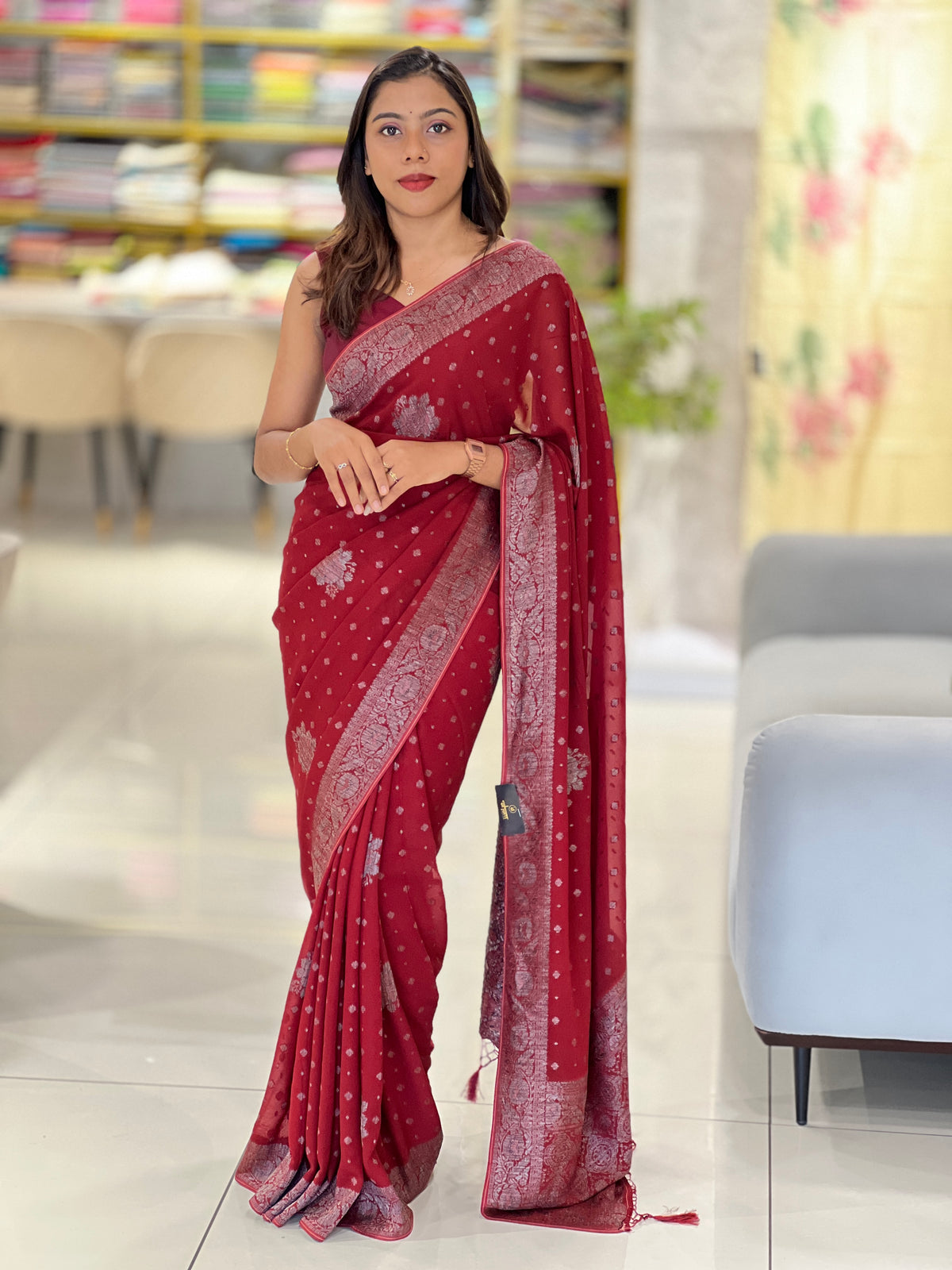 Traditional Banarasi Pattern Georgette Saree | AV185