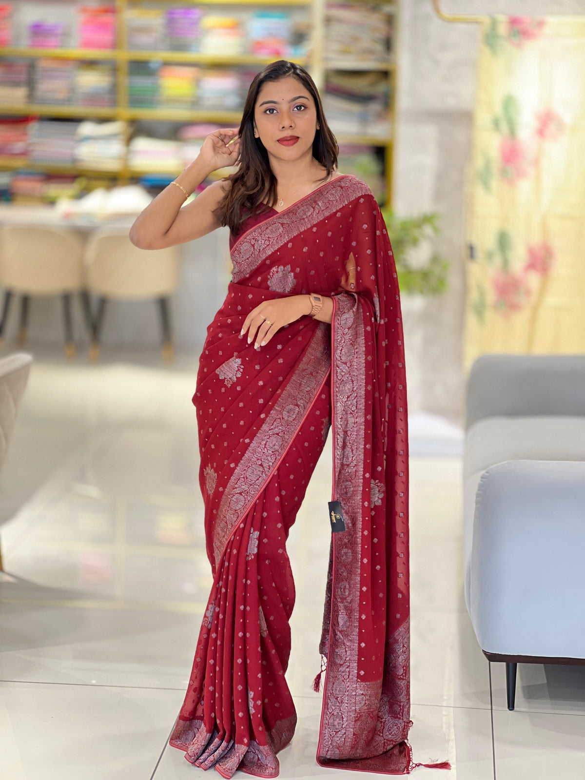 Traditional Banarasi Pattern Georgette Saree | AV185