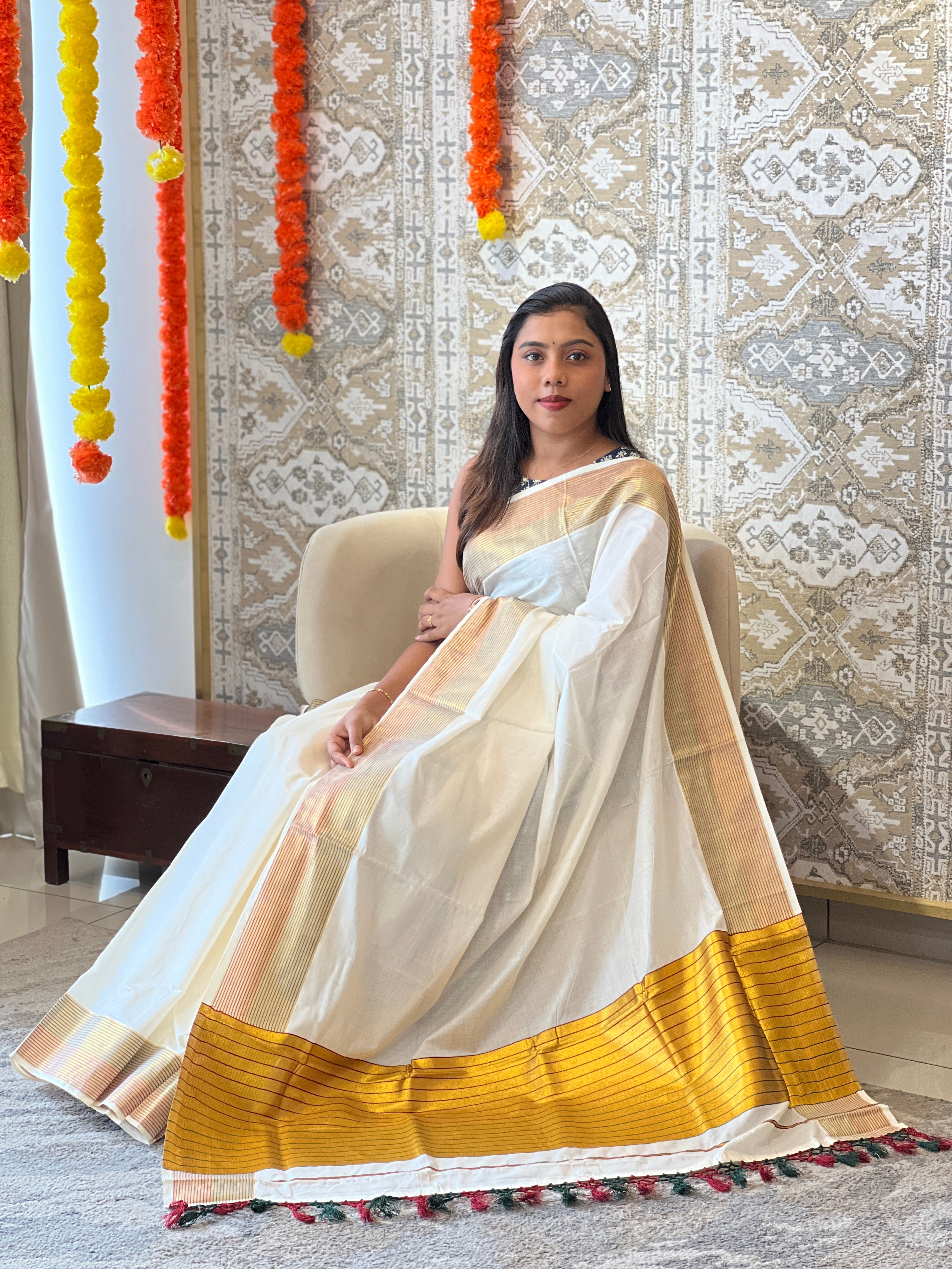 Zari Line Border Kerala Cotton Saree | RLF201