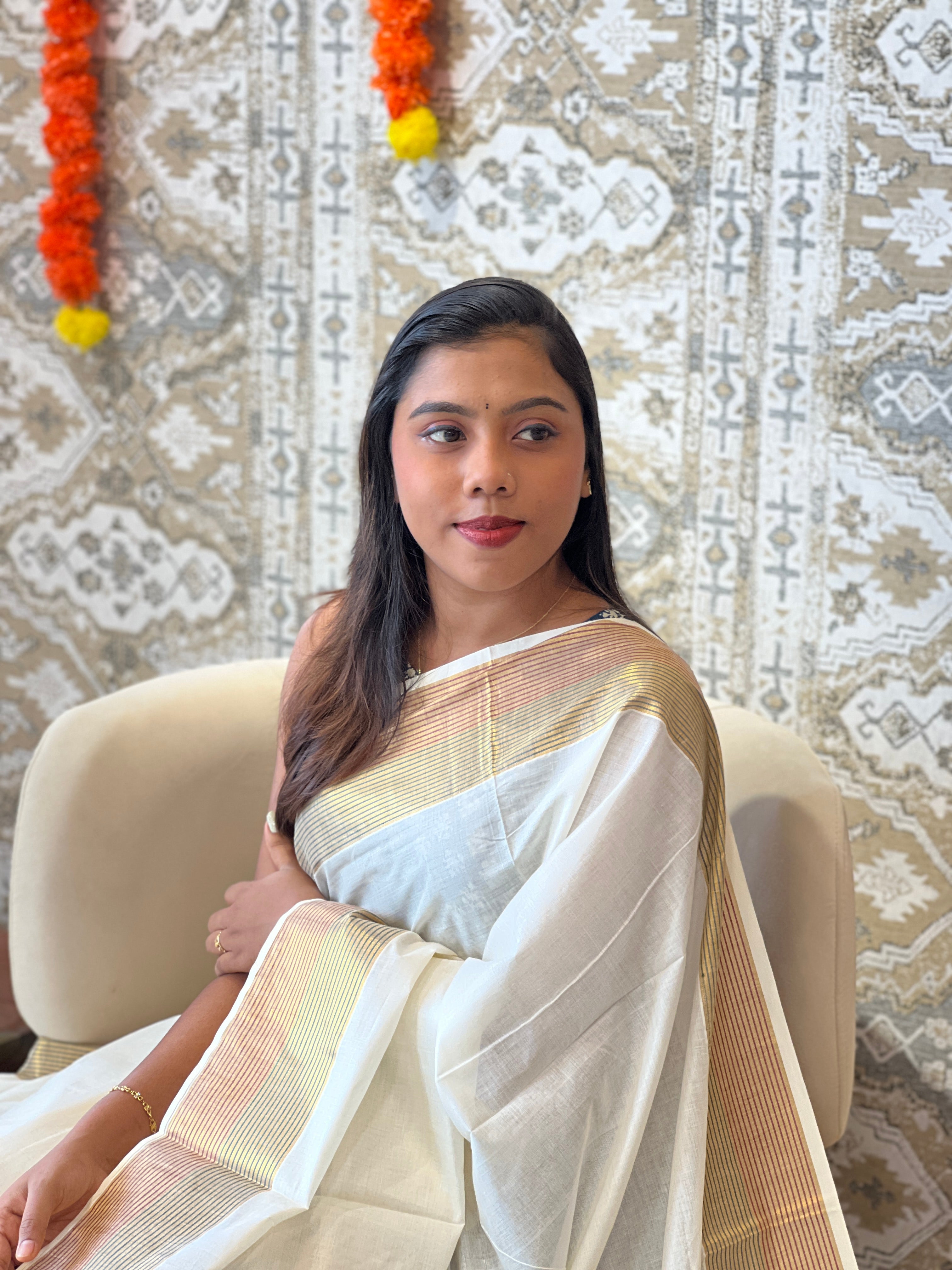 Zari Line Border Kerala Cotton Saree | RLF201