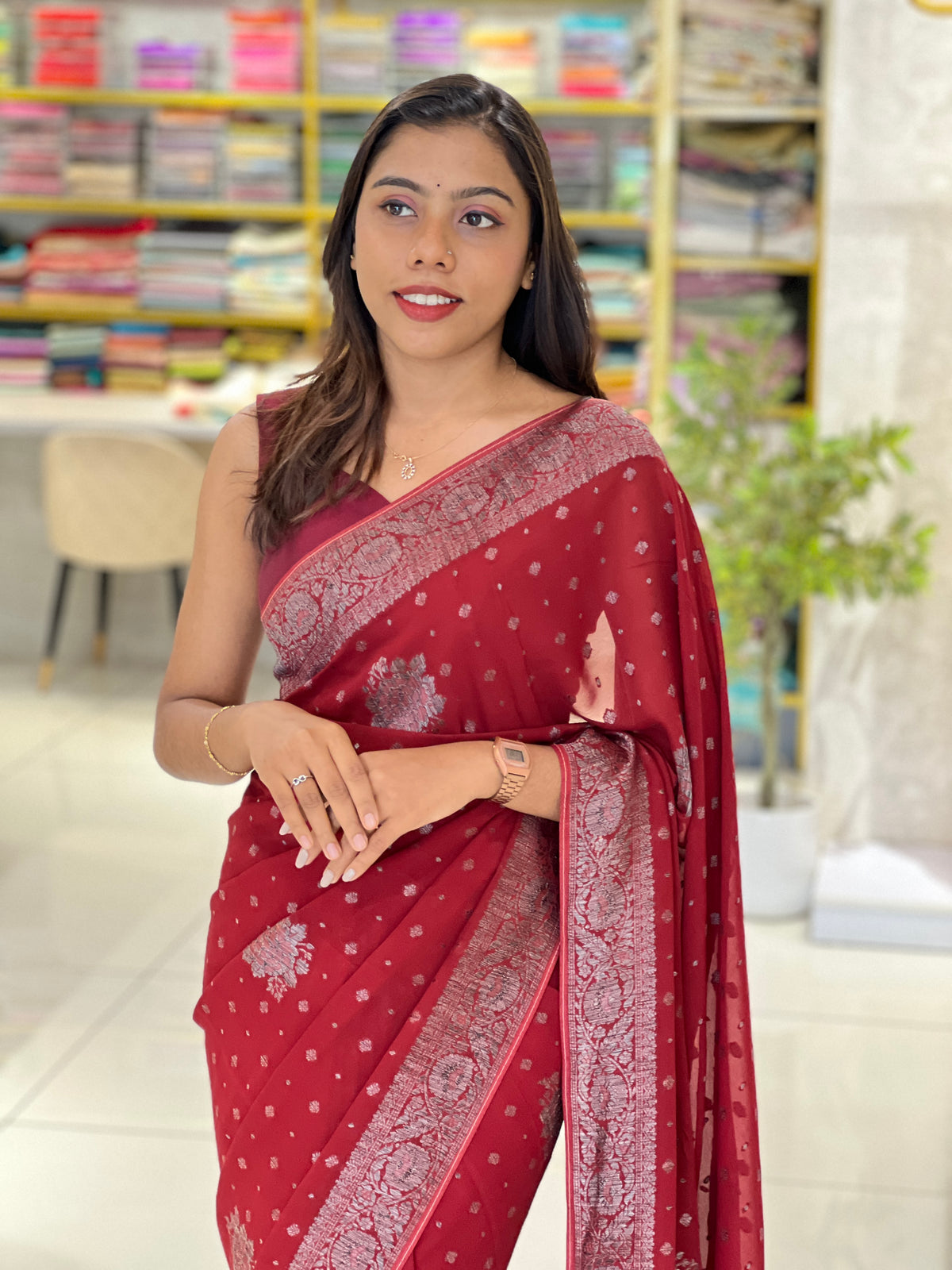 Traditional Banarasi Pattern Georgette Saree | AV185