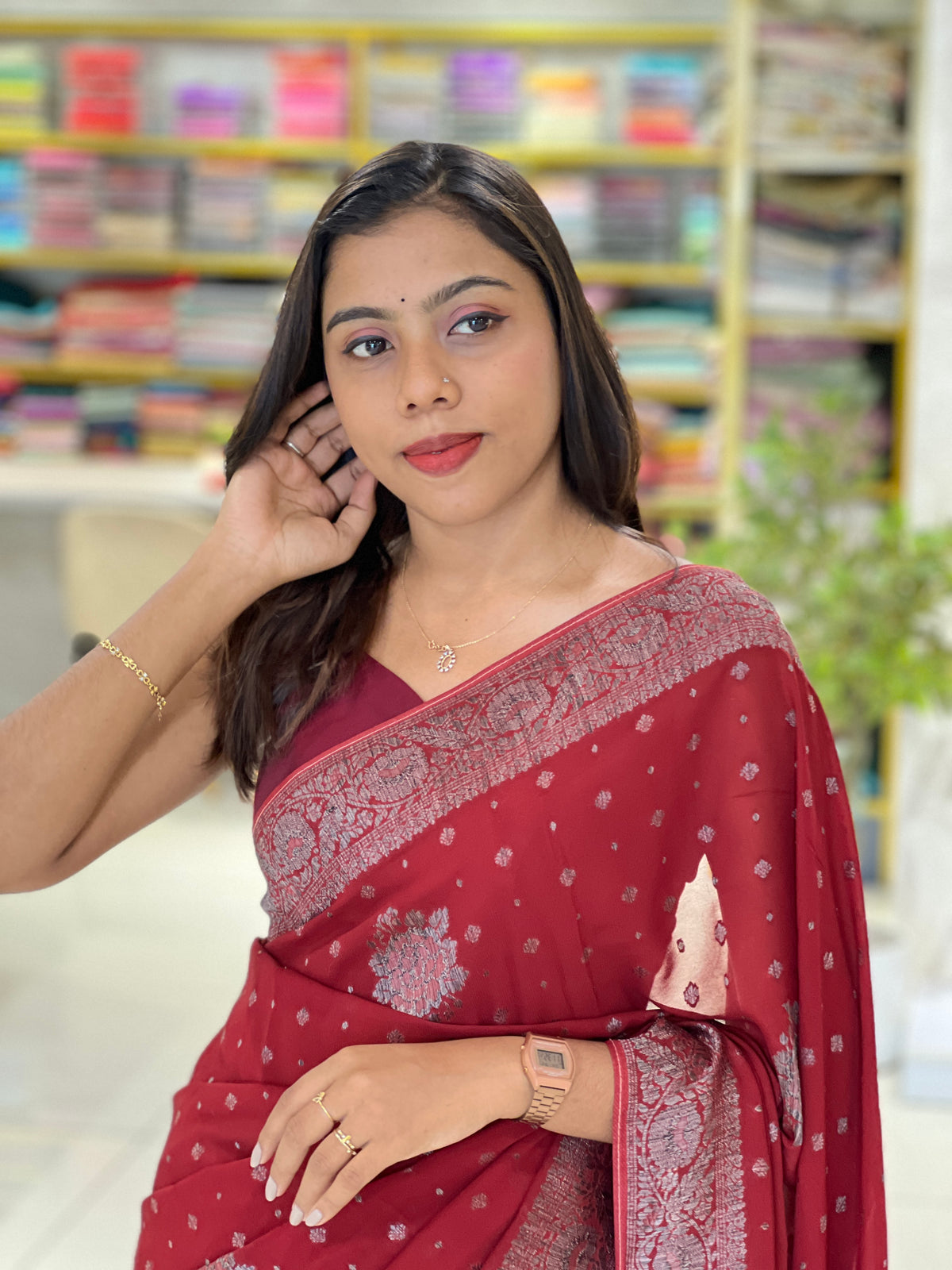 Traditional Banarasi Pattern Georgette Saree | AV185
