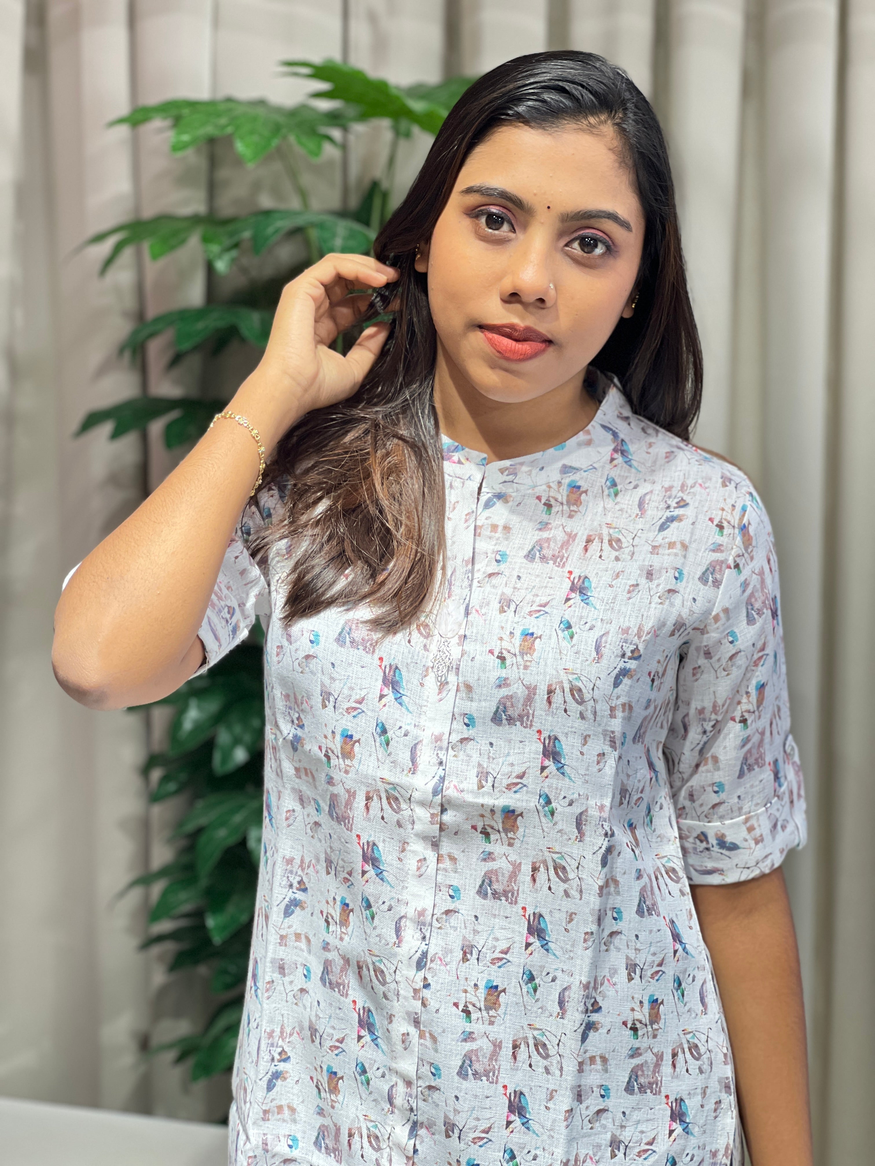 Print Detailed Cotton Blend Kurta | AKE103