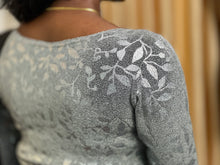 Floral Embossed Printed Stretchable Knitted Shimmer Stitched Blouse | ALA102