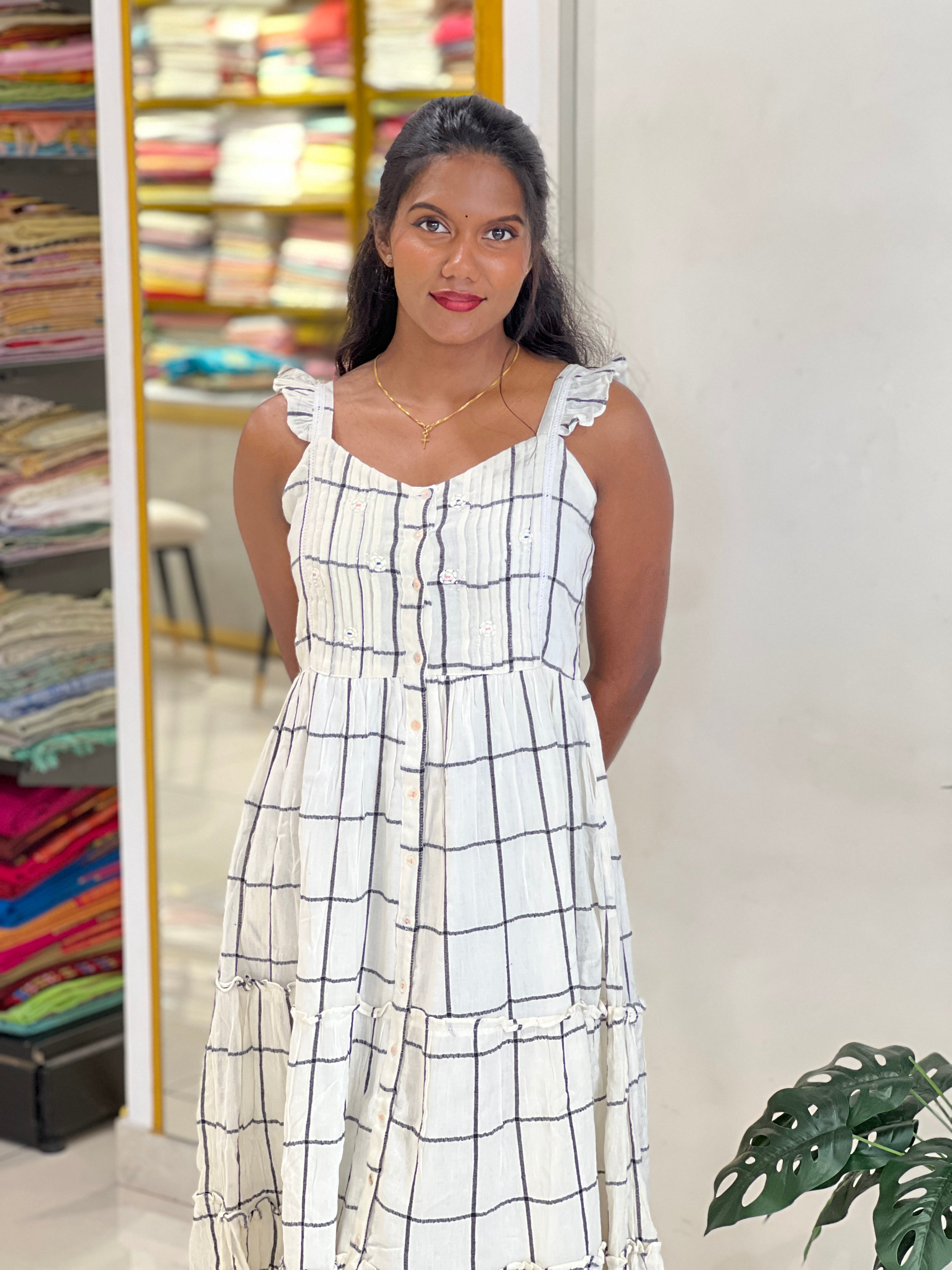 Thread Weaving Check Patterned Rayon Kurta | PGI341