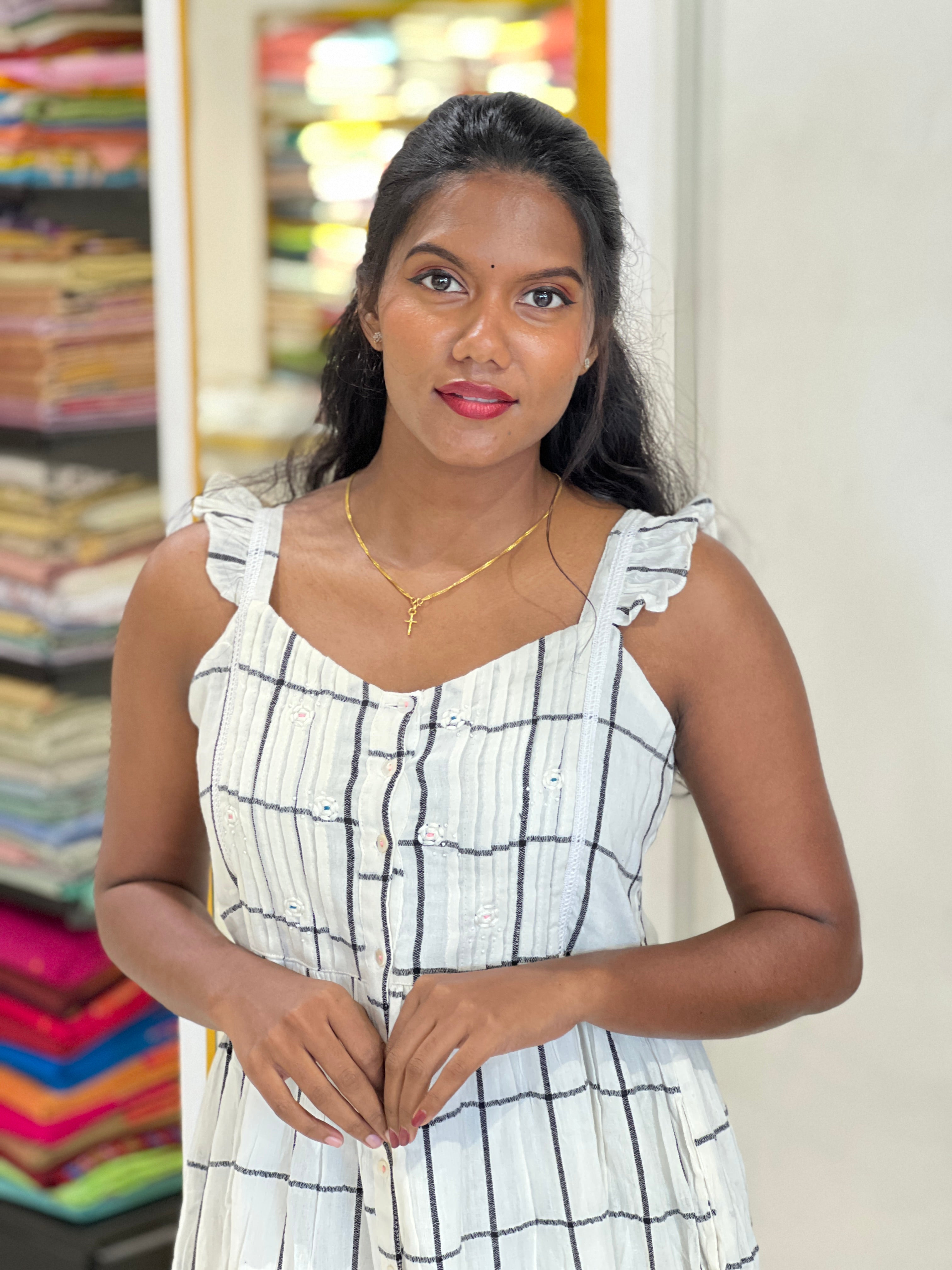 Thread Weaving Check Patterned Rayon Kurta | PGI341