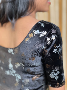 Floral Printed Velvet Stitched Blouse | ALA133