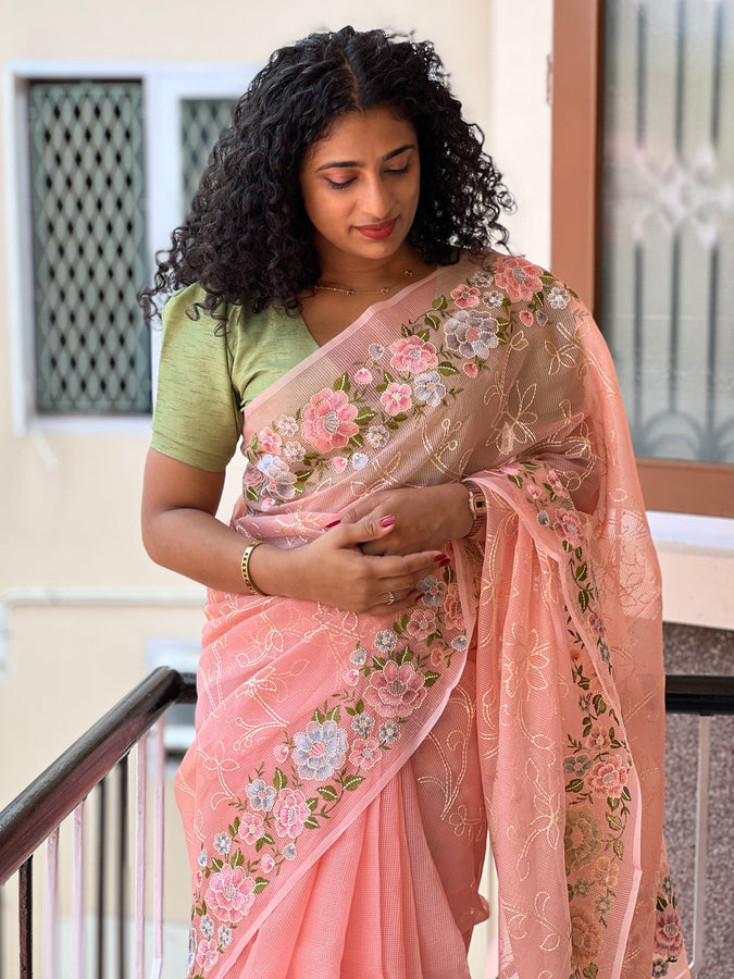 Floral Embroidered Kota Saree | GMS103