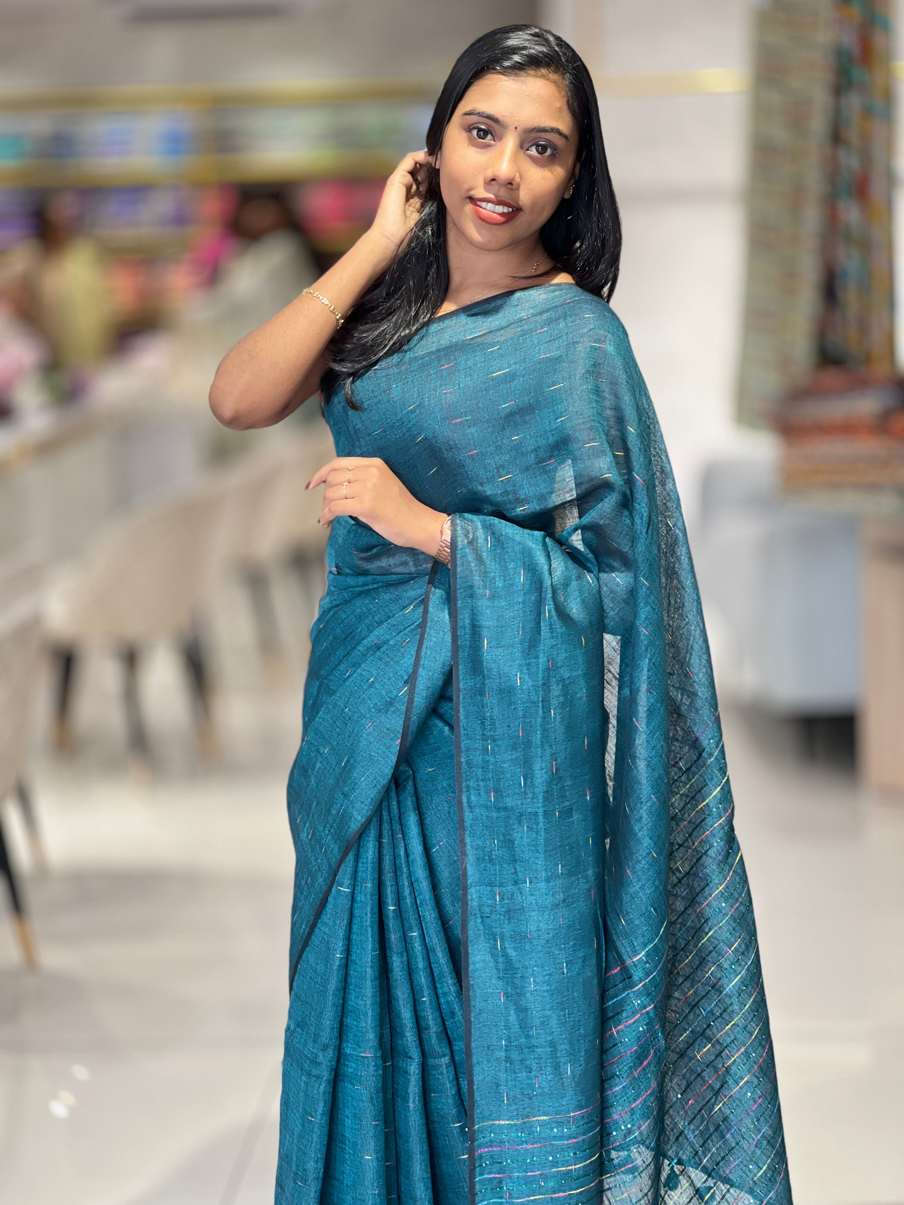 Kesiya Weaved Blended Linen Saree | DLS313