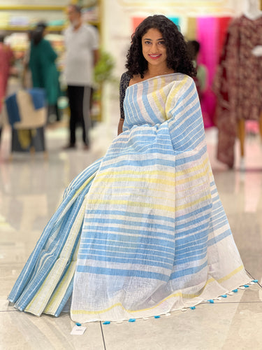 Stripe Patterned Linen Saree | DLS227