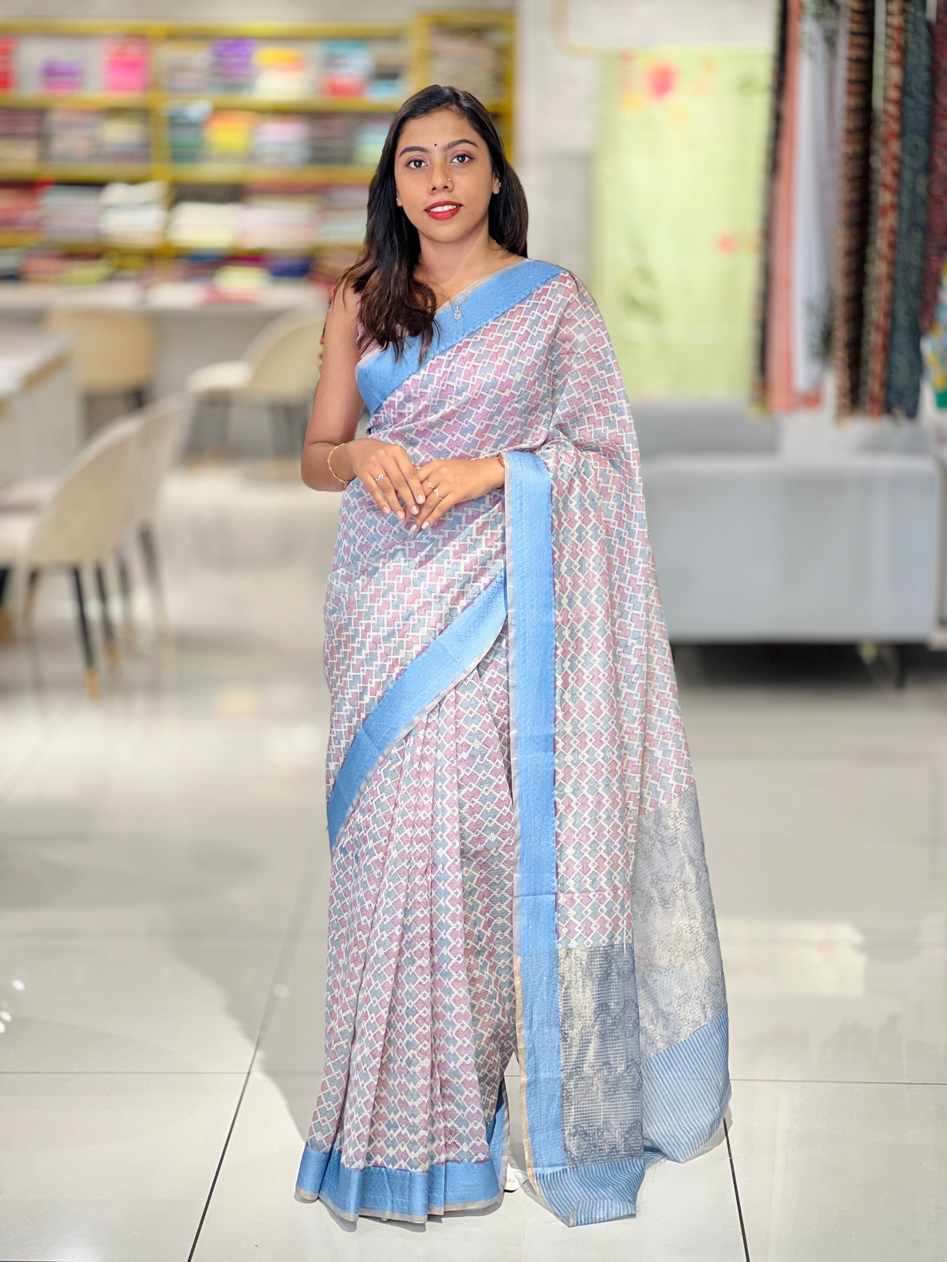 Screen Printed Chanderi Saree | SMC105